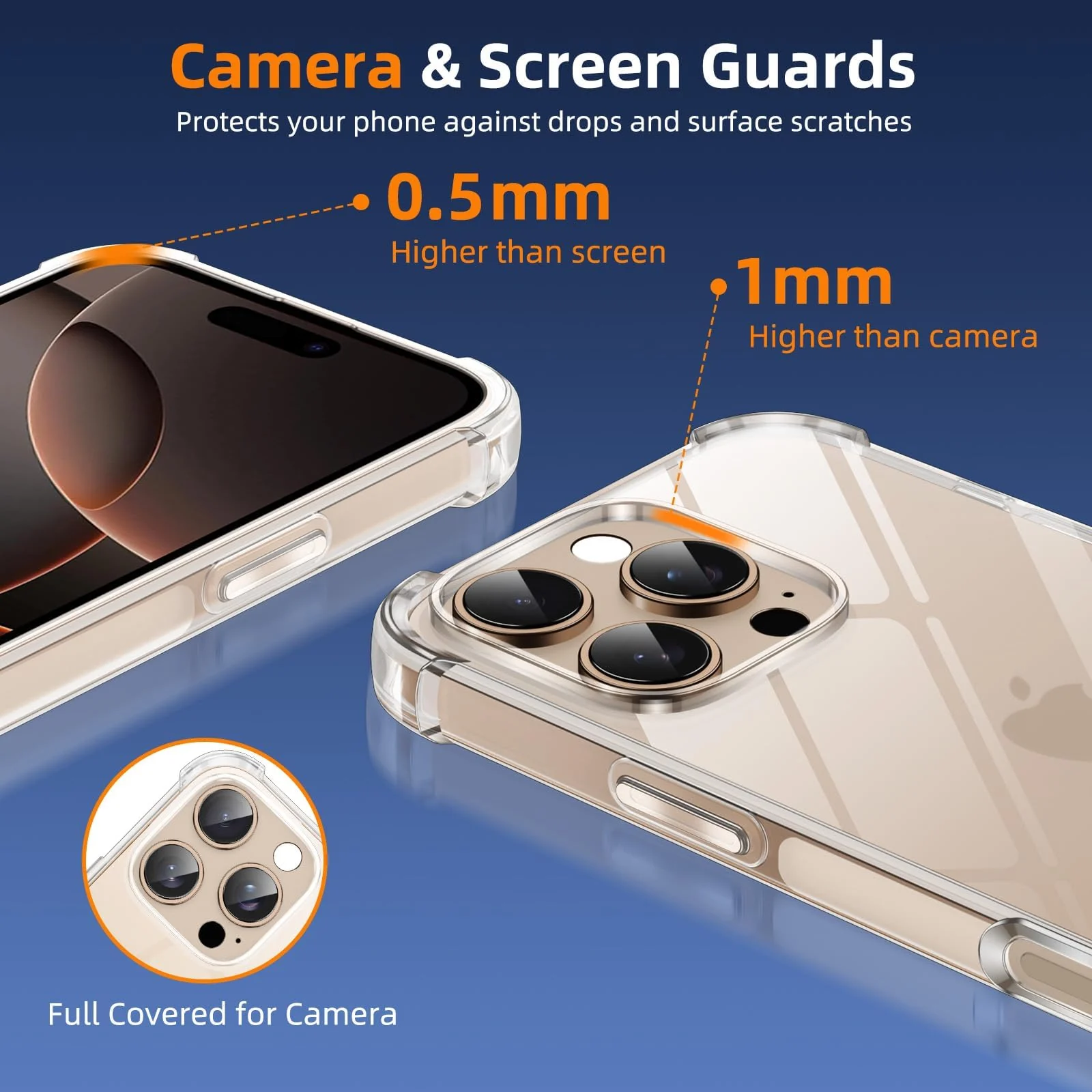 DL3 MOBILAK Case Compatible with iPhone 16 Pro, Cover Silicone Transparent TPU Gorilla Anti-shock Shockproof Corners - Clear