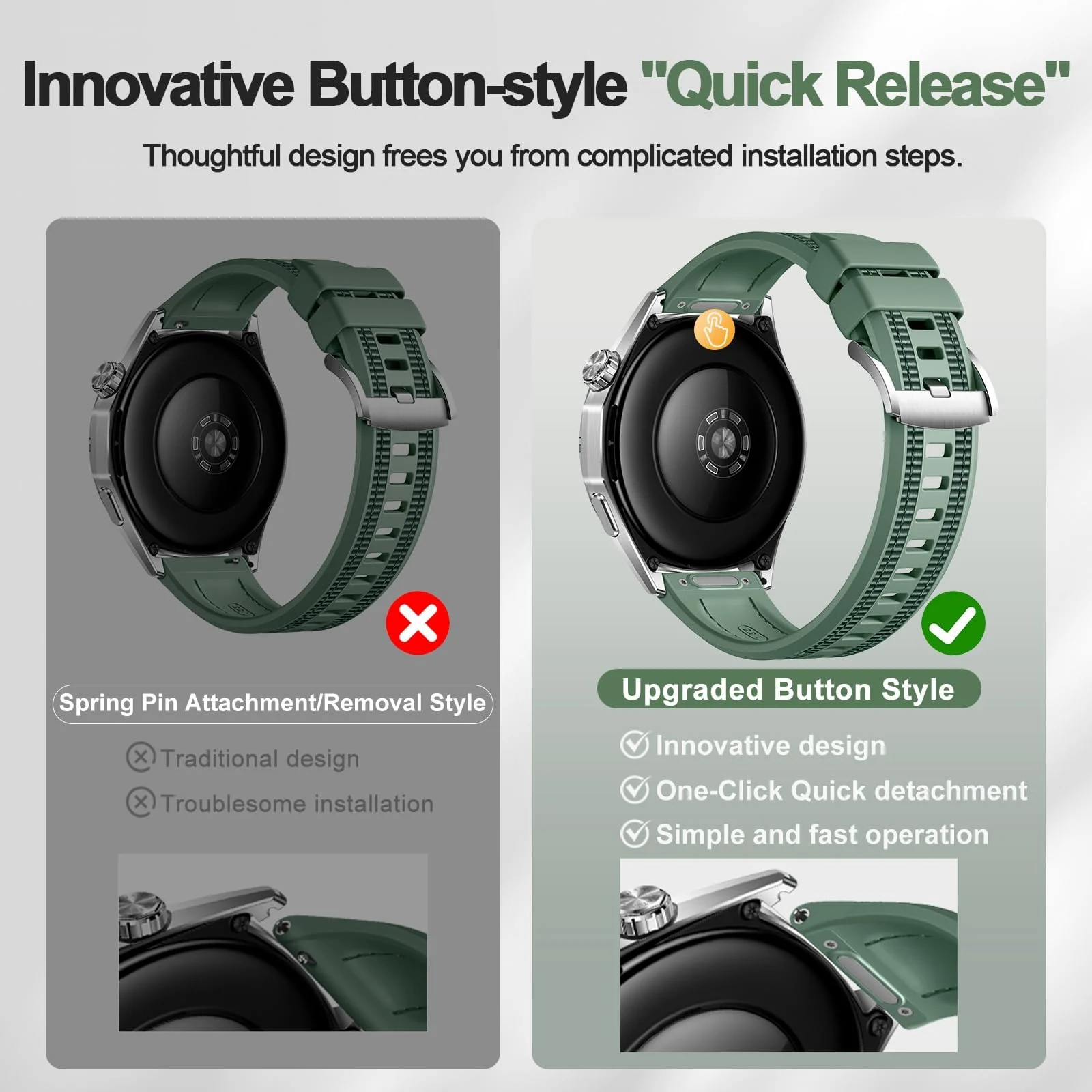 DL3 Mobilak Rubber Strap 22mm Watch Strap Compatible with Huawei Watch GT5/GT6 strap 46mm Nylon Silicone Band for GT3 46mm/GT4/GT 3 Pro/GT 2 Pro/GT 2e/Ultimate Quick Release Watchband - Wild Green