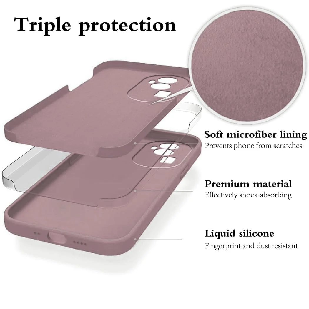 DL3 Mobilak Liquid Silicone Protective Case with Soft Microfiber Lining with Full Camera Protection for OPPO Reno 10 Pro+ Plus 5G - Cashmere