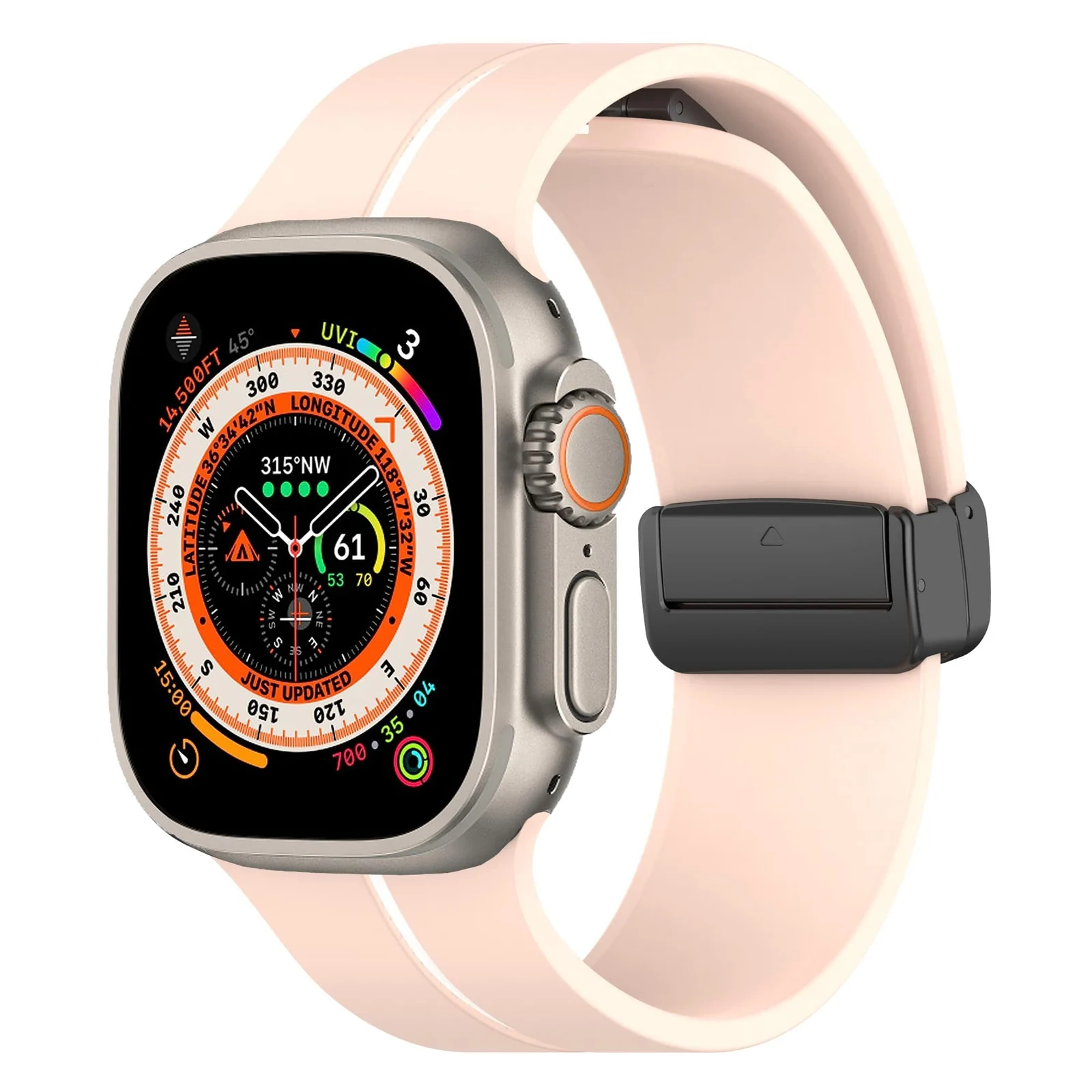 DL3 Mobilak Magnetic Bands for Apple Watch Ultra/Ultra 2 Band 49mm 45mm 44mm 42mm 41mm 40mm 38mm, Soft Sport Silicone Strap for iwatch Series 9/8/7/6/5/4 (&, 42mm/44mm/45mm/49mm) - Pink & White