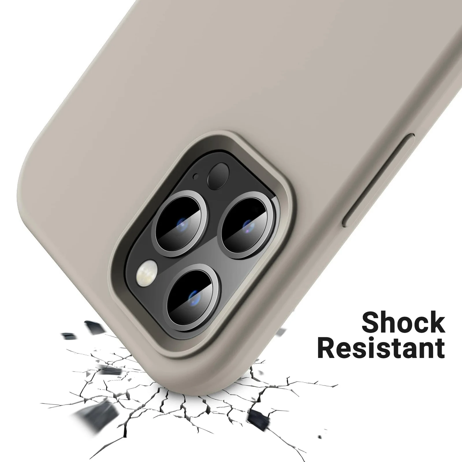 DL3 Mobilak Liquid Silicone Protective Case for iPhone 15 with Camera Protection and Microfiber Lining - Off White 2