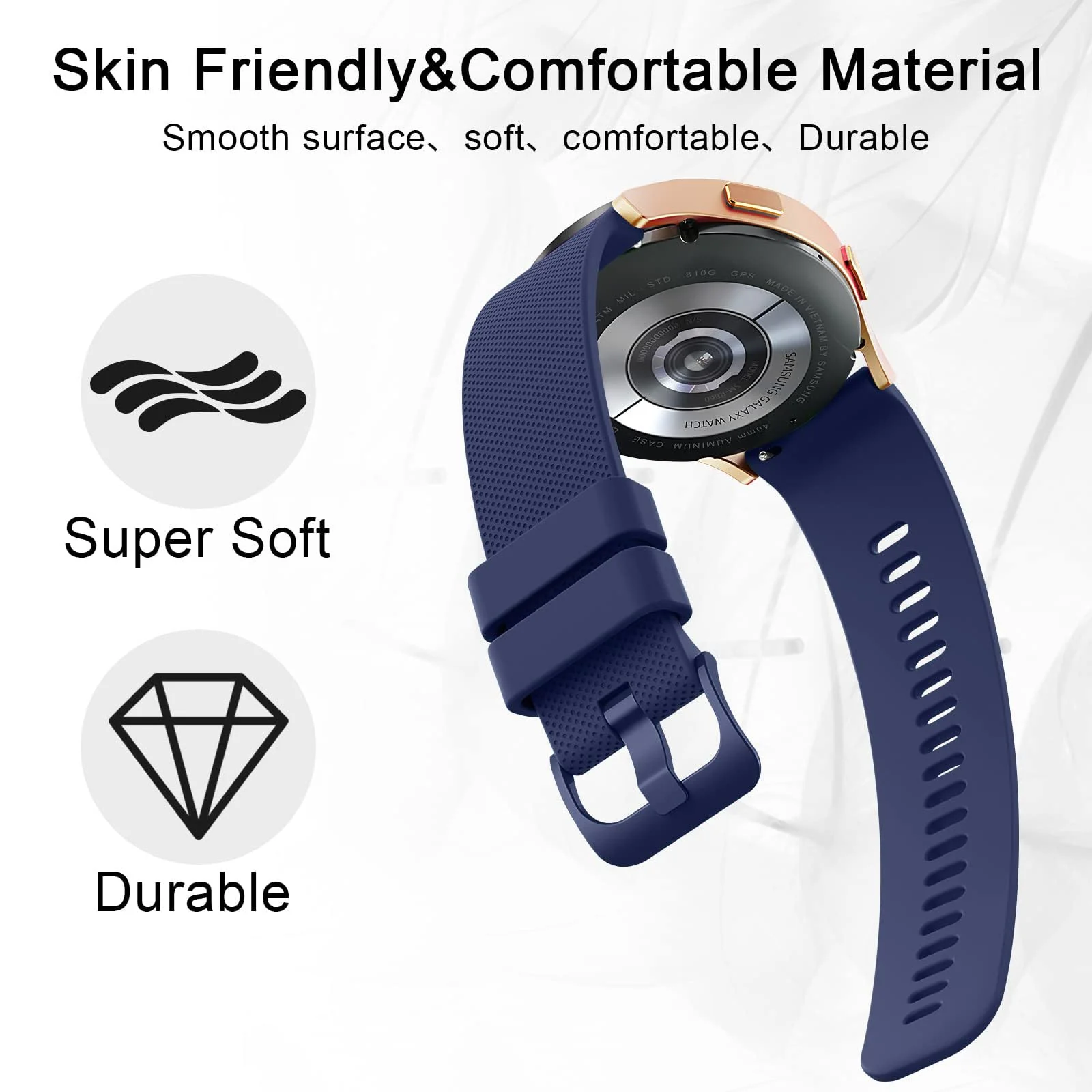 DL3 Mobilak Silicone Buckle Band 22MM Strap Compatible with Samsung Galaxy Watch 3 45mm/Watch 46mm/Gear S3/Huawei watch GT4 GT3 46MM/Huawei Watch 3&4/3&4 Pro/GT2E/GT2 Pro/GT GT2 46MM/Amazfit - Blue