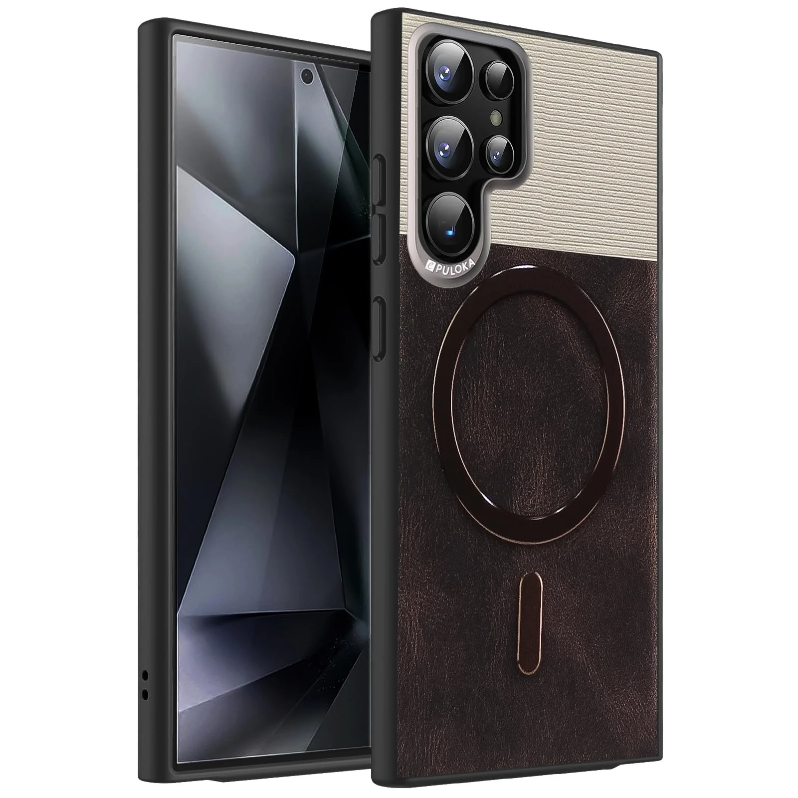 DL3 Mobilak Leather Wallet Case with Card Slot for Samsung Galaxy S24 Ultra with Camera Protection and MagSafe Compatibility