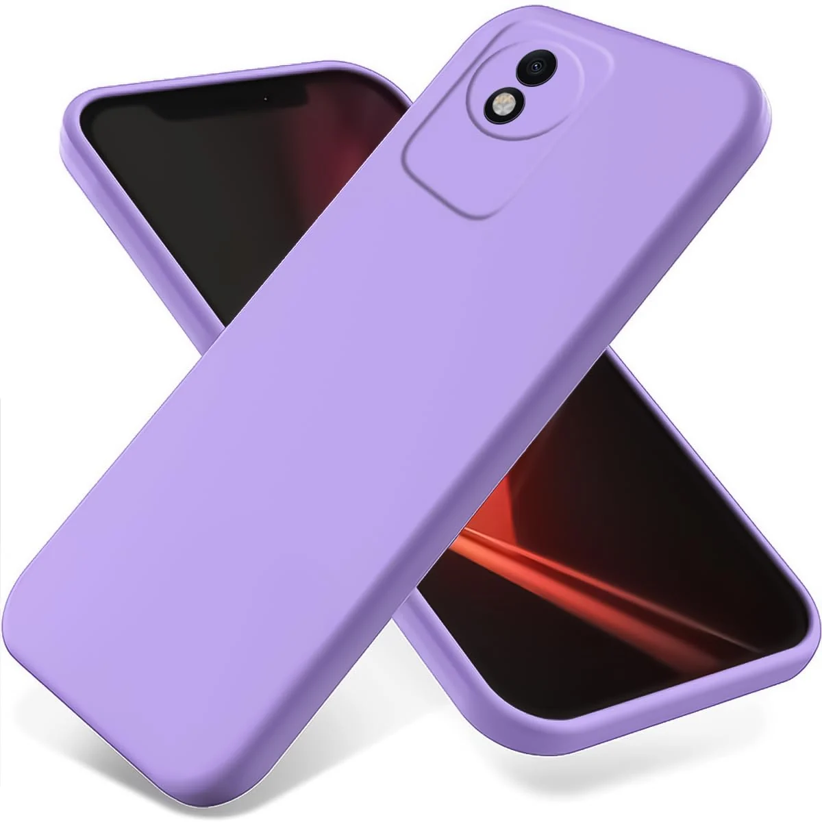 Dl3 Mobilak Vivo Y02 4G/Vivo Y02A 4G Case,Soft Flexible Silicone Gel Rubber Bumper Cover,Full Body Shockproof Protective Phone Case (Red)