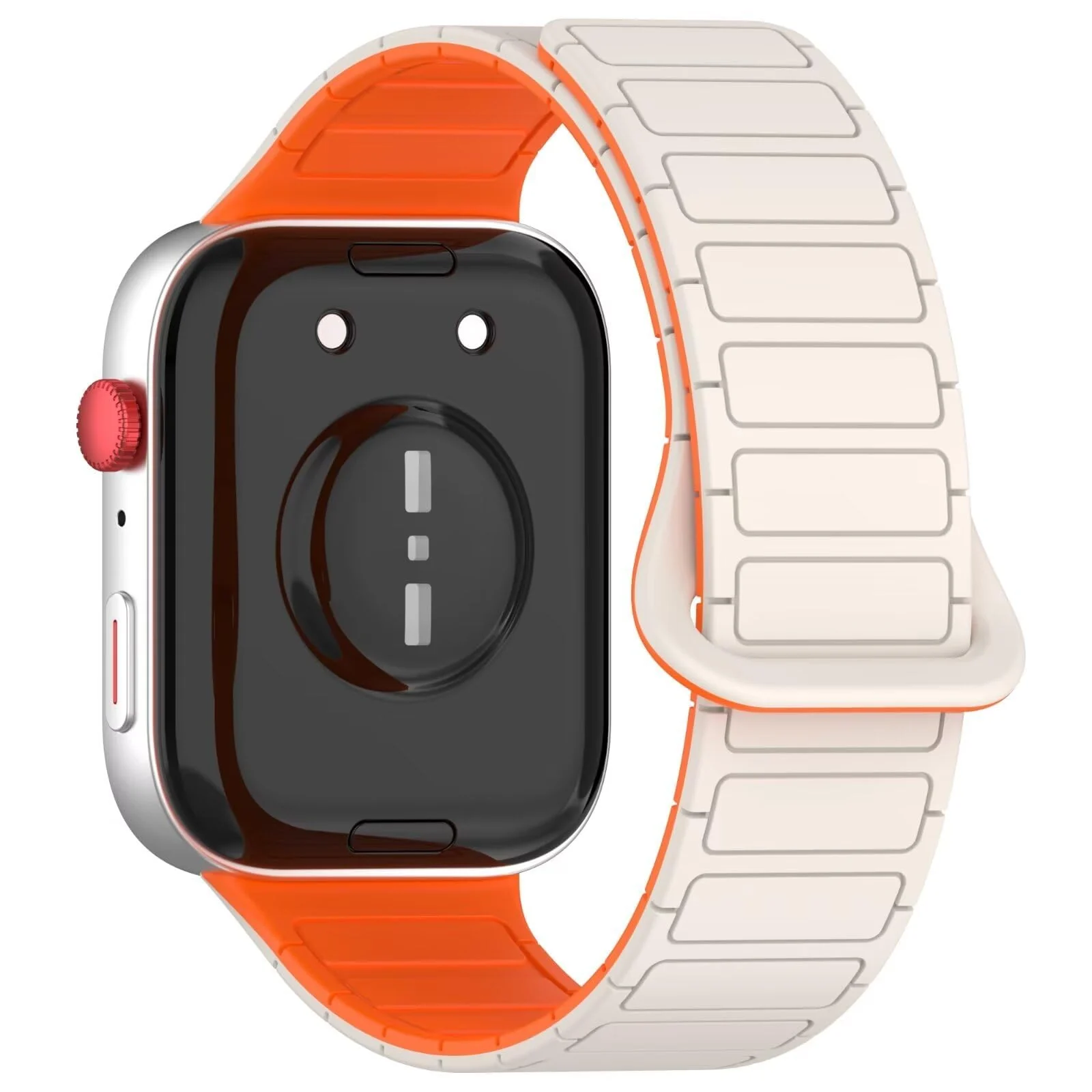 DL3 Mobilak Magnetic Strap for Huawei Watch Fit 4 Pro/Fit4/Fit 3 Replacement Straps Strong Silicone, Easy to Wear, Waterproof, Sporty, Daily Wear Watchbands for Men and Women - Starlight | Orange