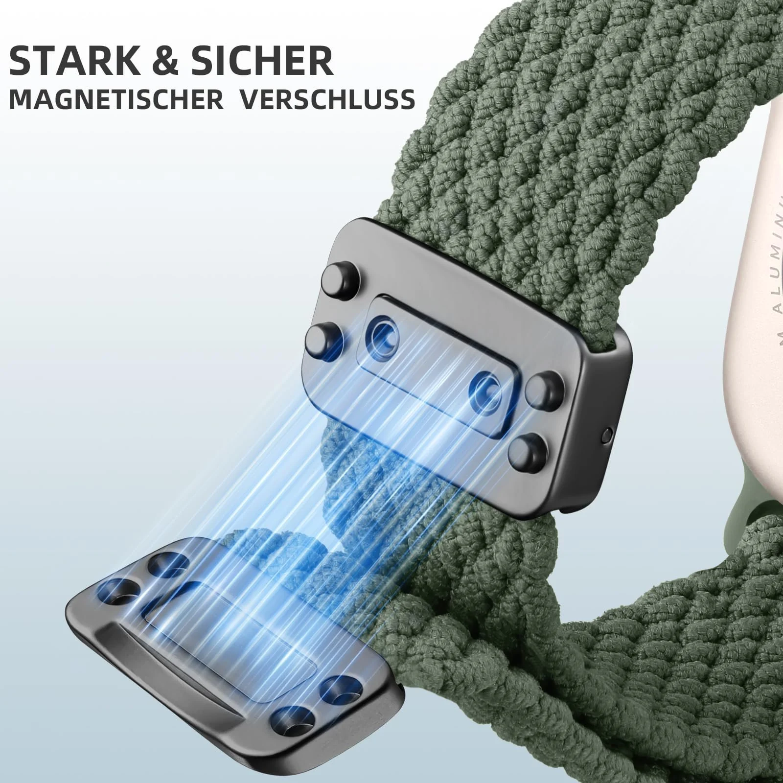 DL3 Mobilak Sport Solo Loop Compatible with Apple Watch Band 42mm 44mm 45mm 46mm 49mm for Women Men, Magnetic Strap Stretchy Braided Wristband for iWatch Series 11 10 9 8 7 6 5 4 3 Ultra 3 2 1 SE SE2 - B-Green