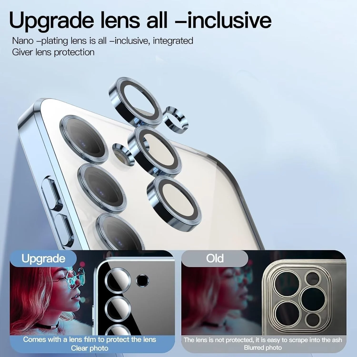 DL3 Mobilak For Samsung Galaxy S24 Fe Magnetic Clear Case, Compatible with MagSafe, Built-in Camera Lens Protector, Luxury Plating Soft TPU Shockproof Slim Cover 6.7 inch - Sierra Blue