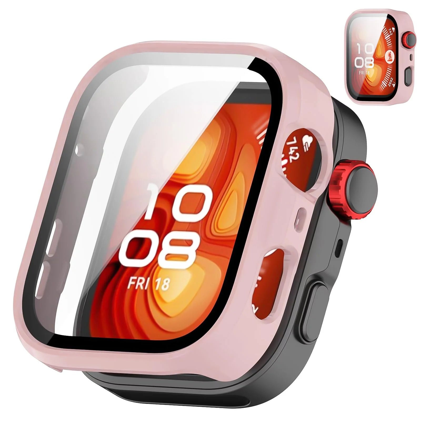 DL3 Mobilak Case Compatible with Huawei Watch Fit 4 Pro, Full Coverage Slim Hard Case Protective Bumper Built-in Tempered Glass Screen Protector Shell for Huawei Watch Fit 4 Pro