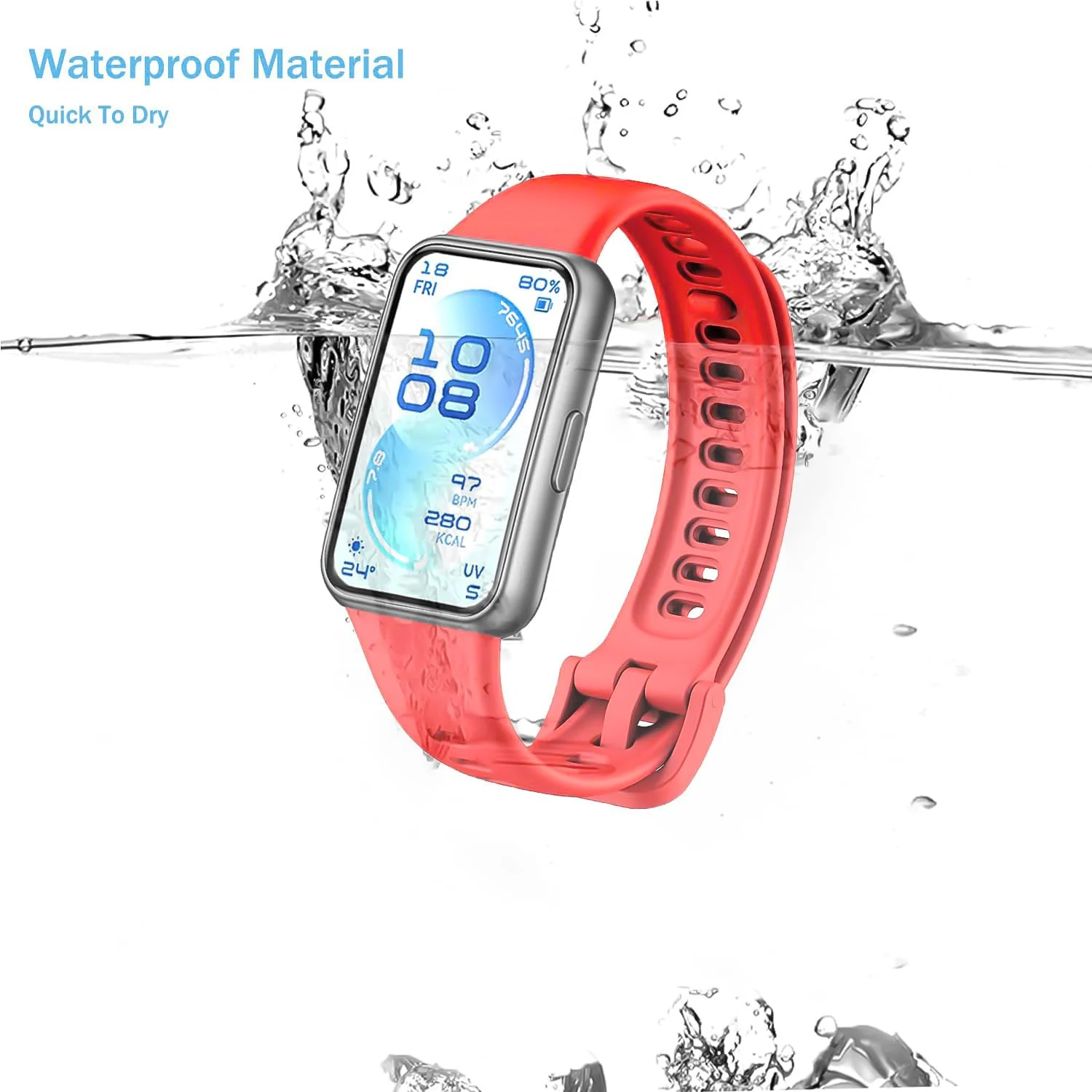 DL3 Mobilak Silicone Bracelet for Huawei Band 11/Band 11 Pro Strap, Soft Silicone Sport Band, Soft Breathable, for Huawei Band11/11 Pro Adjustable Replacement Strap - Red