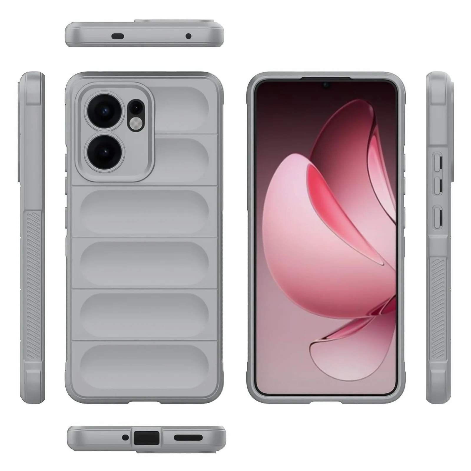DL3 Mobilak Flexible Silicone and TPU Protective Case with Camera Protection for OPPO Reno 13F - Gray