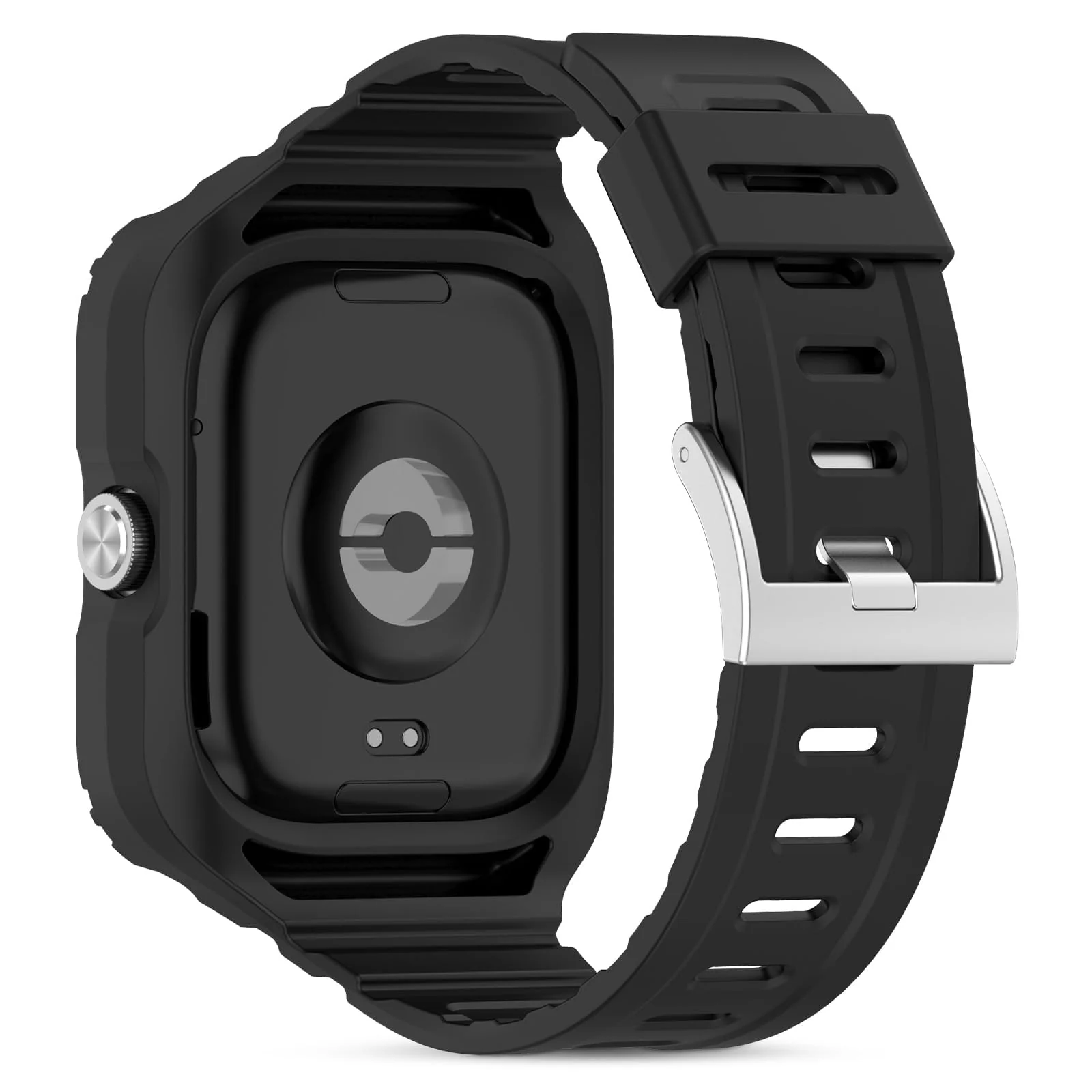DL3 Mobilak Strap With Cover Compatible with Xiaomi Redmi Watch 4, Silicone Sport Band Replacement Watchband with Bumper Case for Redmi Watch 4, Adjustable Wristband - Black