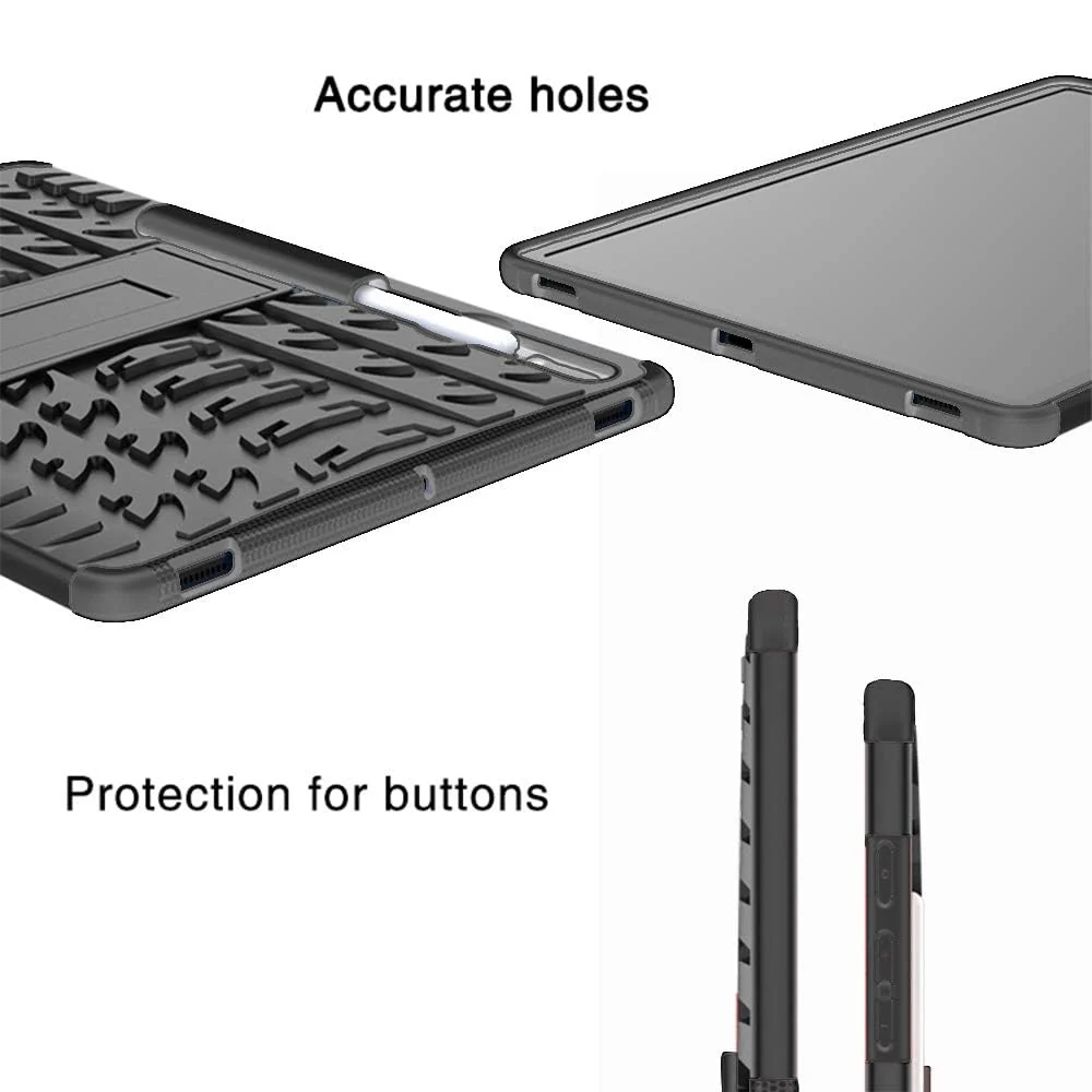 DL3 Mobilak Case For Samsung Galaxy Tab S8/Tab S7 11 Inch (Model SM-X700/X706/T870/T875/T878) tablet, Hybrid Rugged Armor Heavy Duty 2 in 1 TPU + PC Combo Dual Layer Case with Kickstand - Black