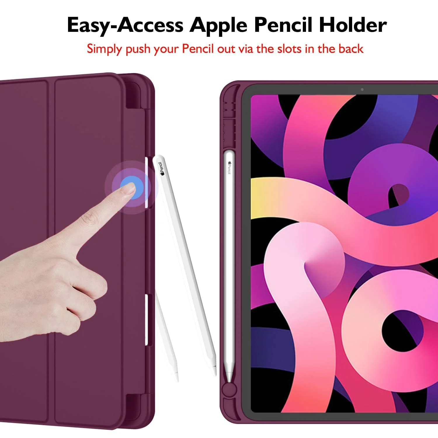 DL3 Mobilak Case for Samsung Galaxy Tab S9 11 Inch with S Pen Holder, Soft TPU Tri-Fold Stand Protective Tablet Cover, Support S Pen Charging, Auto Wake/Sleep - Wine Red