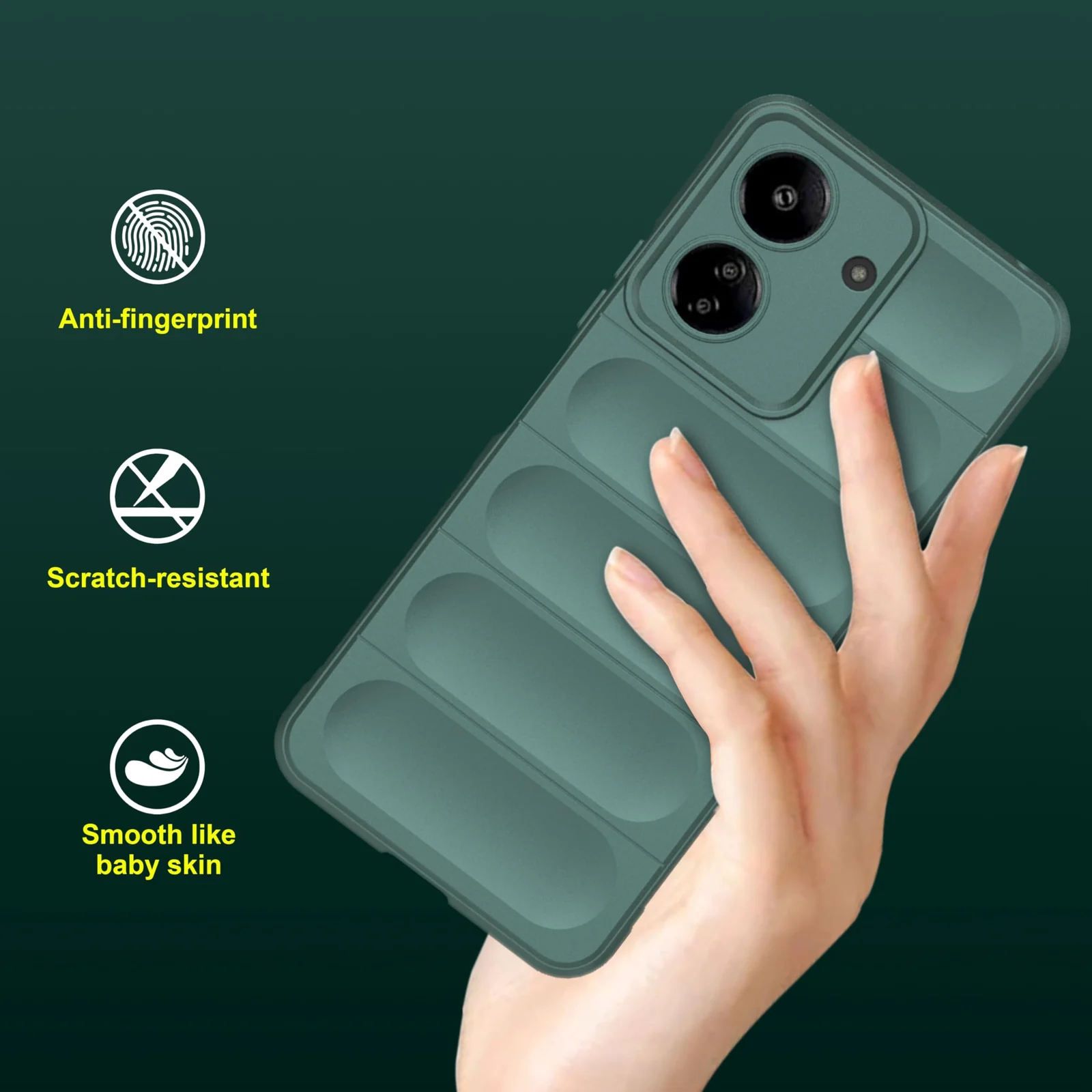 DL3 Mobilak Soft Silicone Protective Case for Xiaomi Redmi 13C 4G with Camera Protection and Shockproof Design - Green