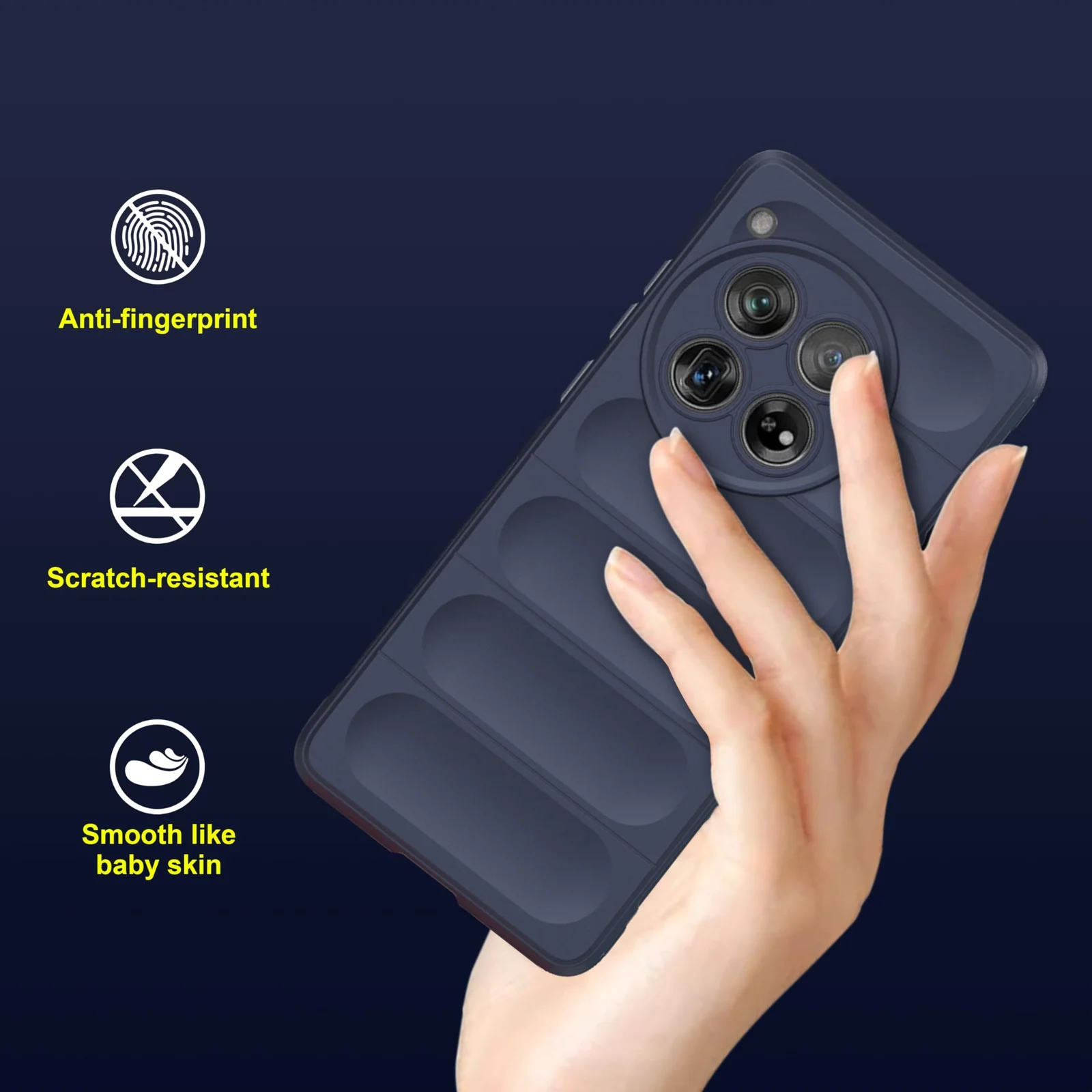 DL3 Mobilak Flexible Silicone and TPU Protective Case with Camera Protection for OnePlus 12 5G - Blue