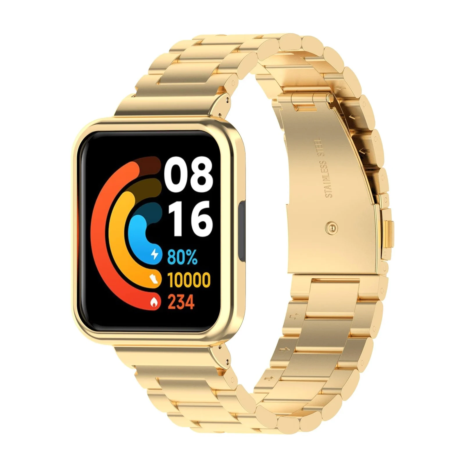 Dl3 Mobilak Compatible Bracelet for Xiaomi Redmi Watch 2 Lite/Poco Watch/Horloge 2, Metal Adjustable Stainless Steel Watch Band Replacement, Strap With Cover for Women Men - Black