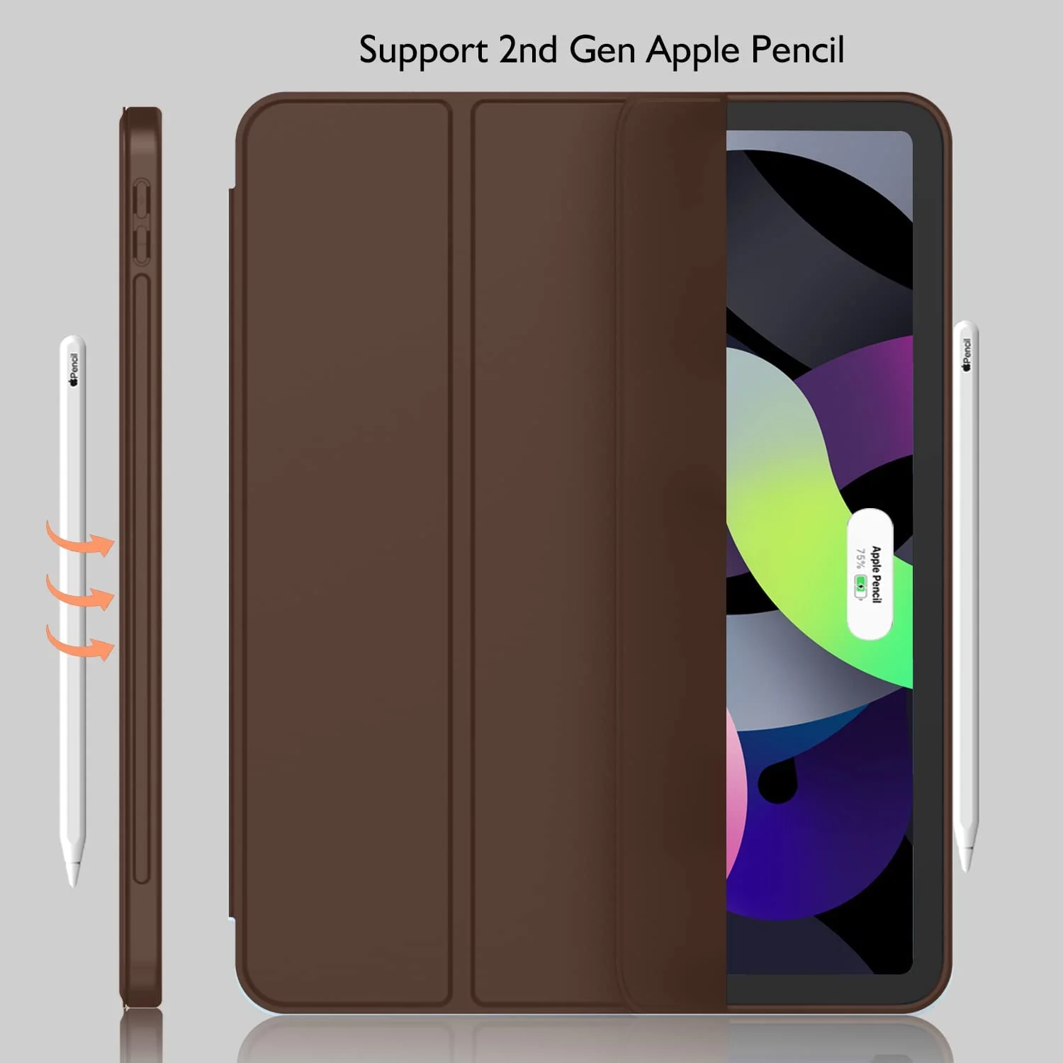 DL3 Mobilak iPad Air 11-Inch M2 (2024), iPad Air 5/4 (2022/2020 5th/4th 10.9-Inch) Case with Pencil Holder Full Body Protection + Apple 2nd Pencil Charging and Auto Wake/Sleep - Dark Brown