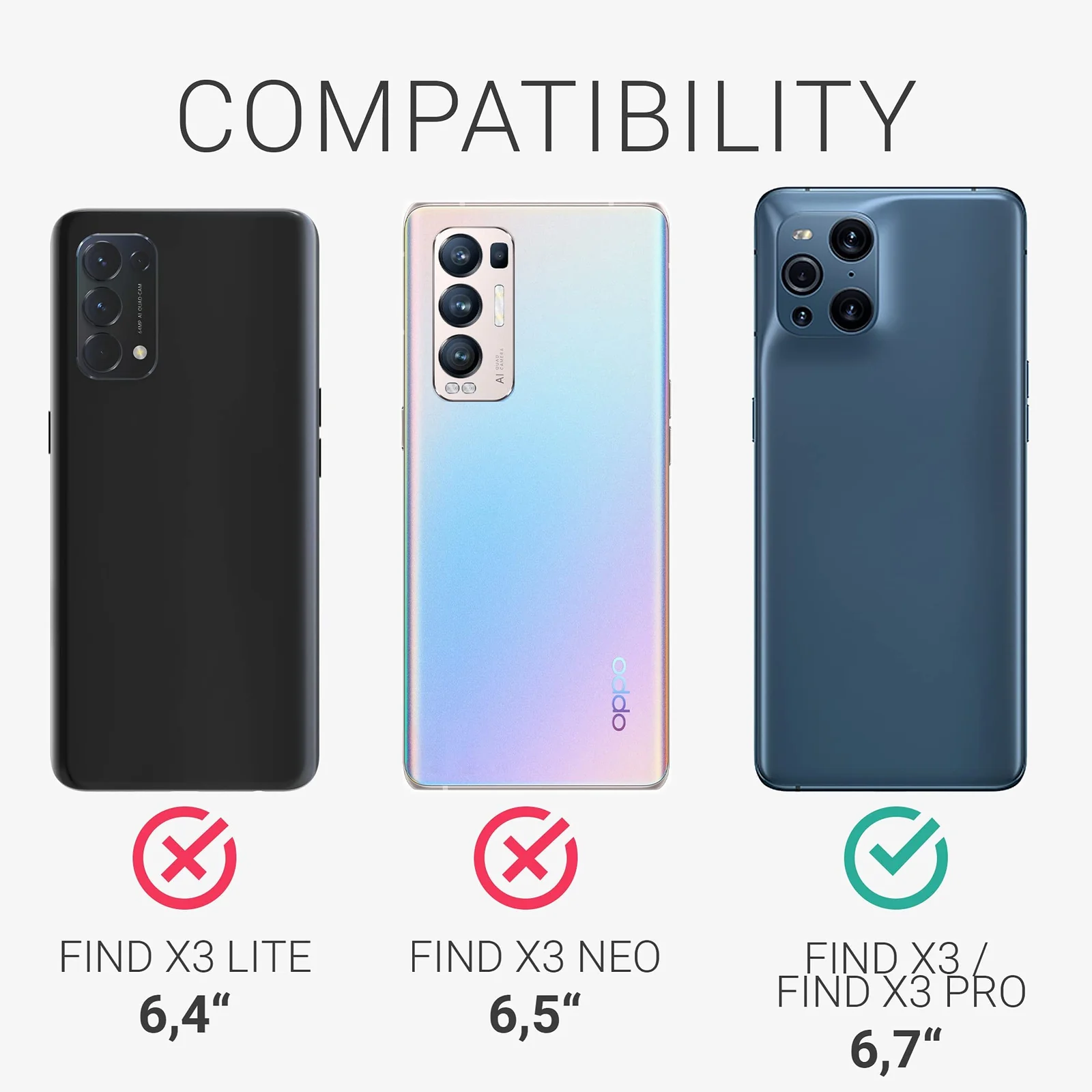 DL3 Mobilak Case Compatible with OPPO Find X3 Pro/Find X3, Cover Silicone Transparent TPU Gorilla Anti-shock Protector Camera Shockproof Corners - Clear