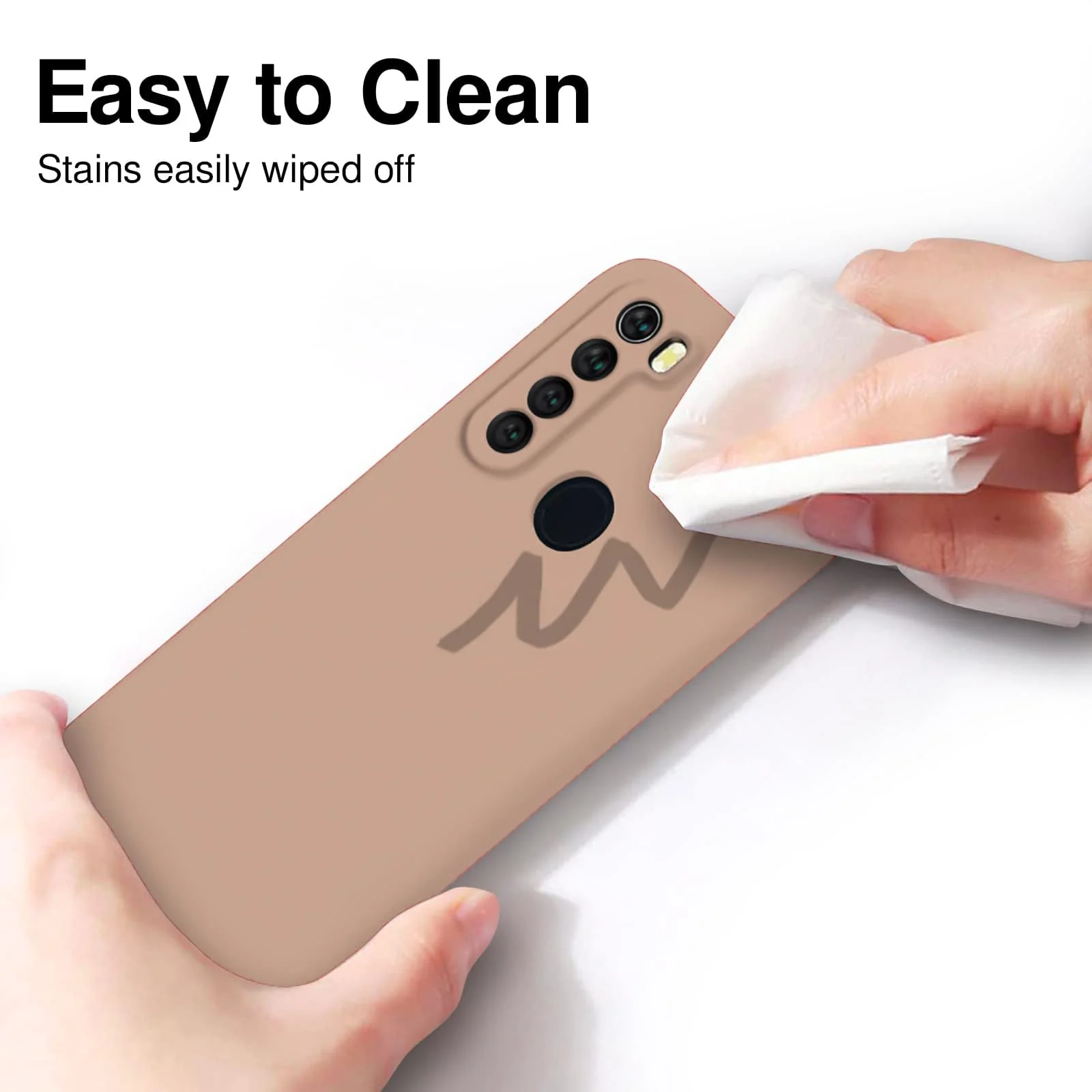 DL3 Mobilak Xiaomi Redmi Note 8 Case, Soft Flexible Silicone Gel Rubber Bumper Cover, Slim Fit Full Body Shockproof Protective Phone Case - Light Orange