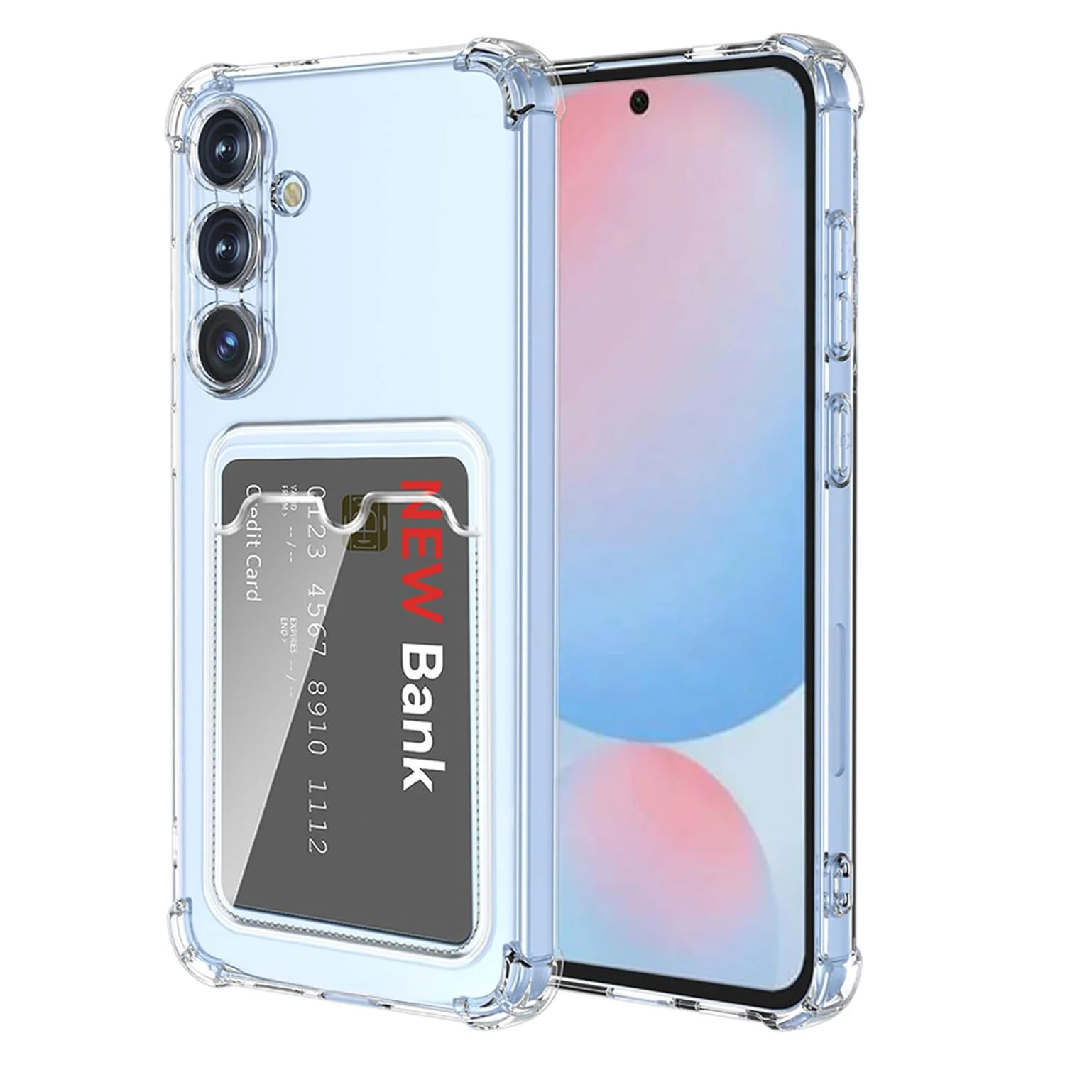 DL3 Mobilak Clear TPU Card Holder Case for Samsung Galaxy A37 5G with Camera Protection and Shockproof Design - Clear