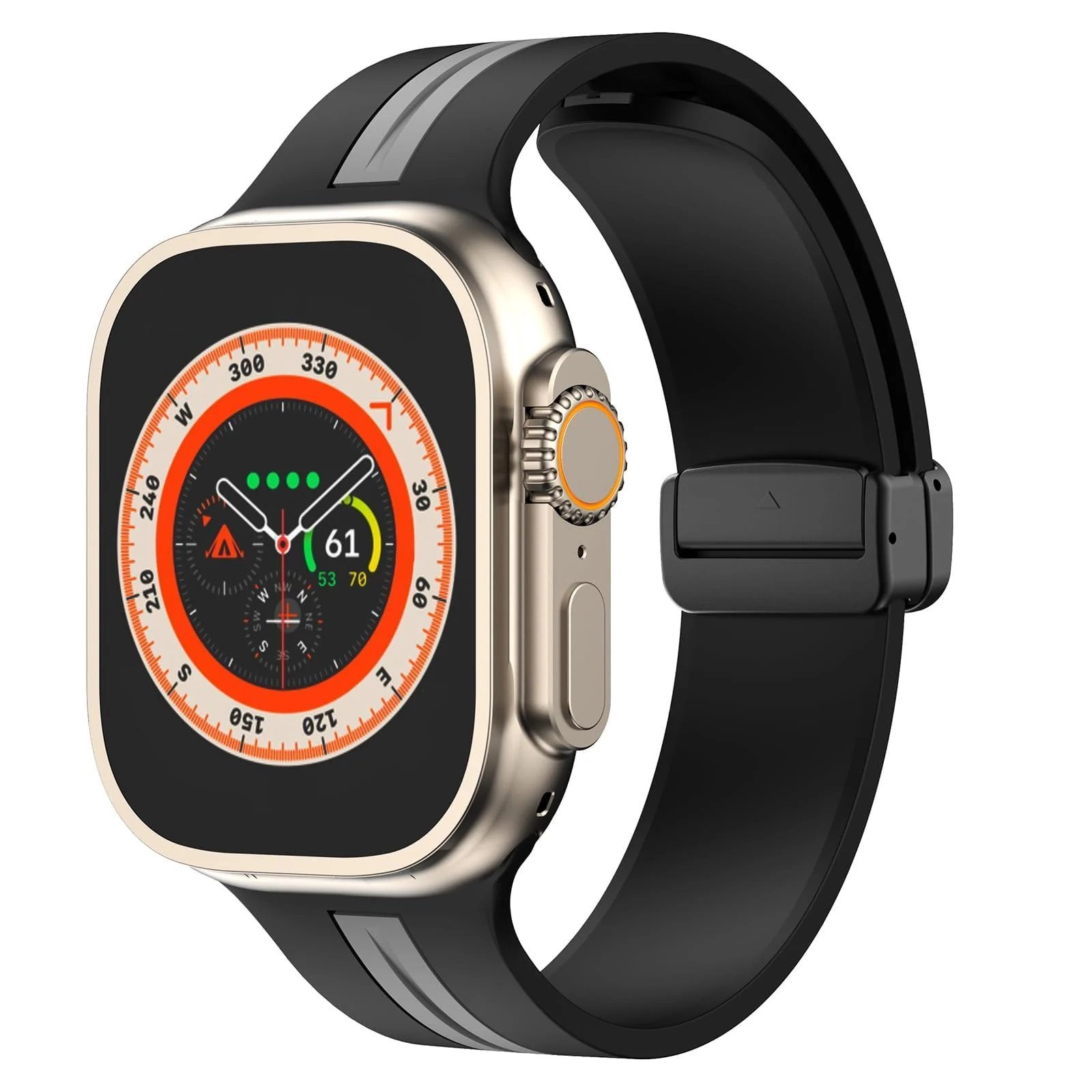 DL3 Mobilak Magnetic Strap for Apple Watch Band 49mm 45mm 44mm 41mm 40mm 38mm 42mm, Sport Silicone Replacement Wristband Strap for iwatch Series 9 8/7/6/5/4/3/2/SE (&, 38mm/40mm/41mm) - Black & Grey