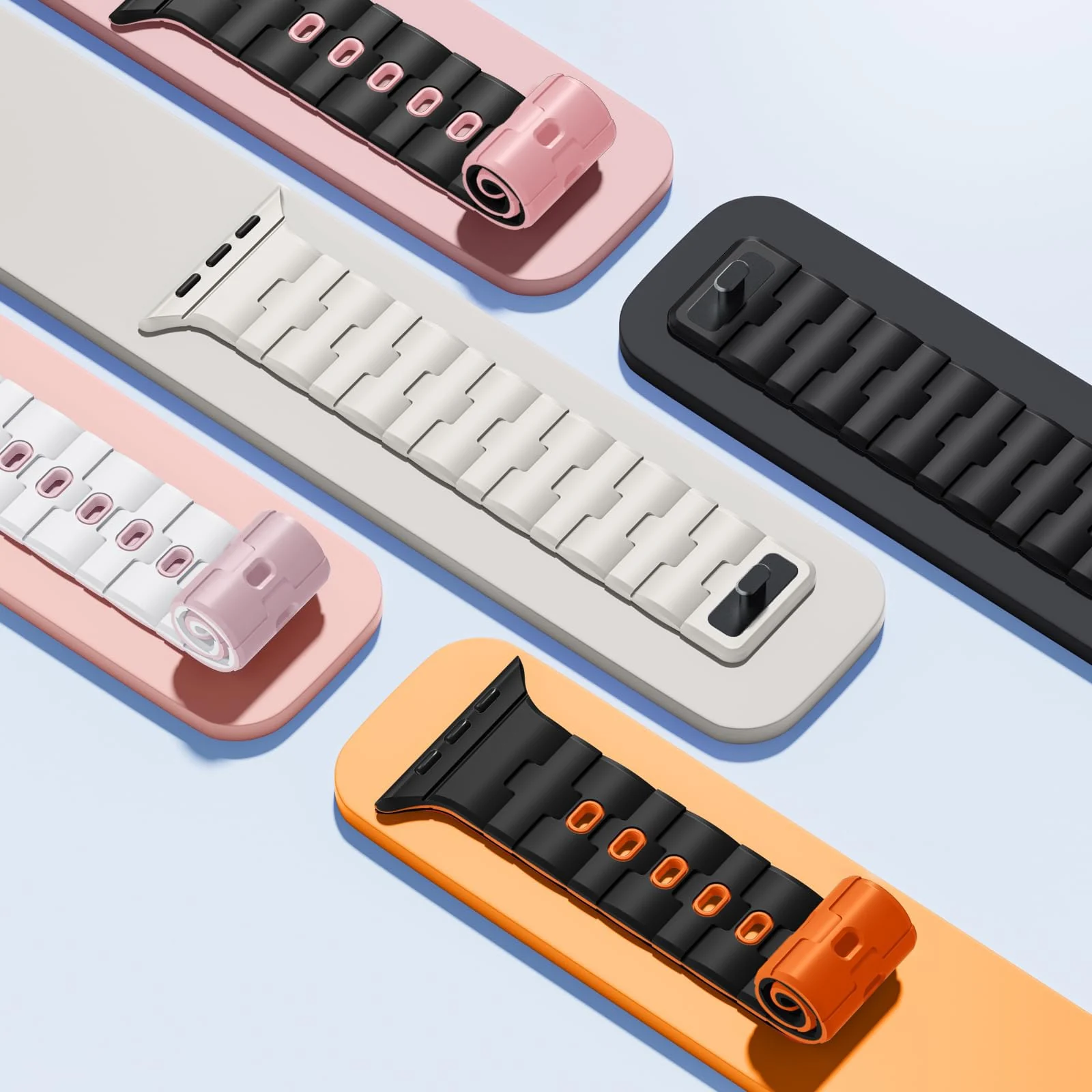 DL3 MOBILAK Adjustable Silicone Sports Watch Strap for 49MM - White/Pink