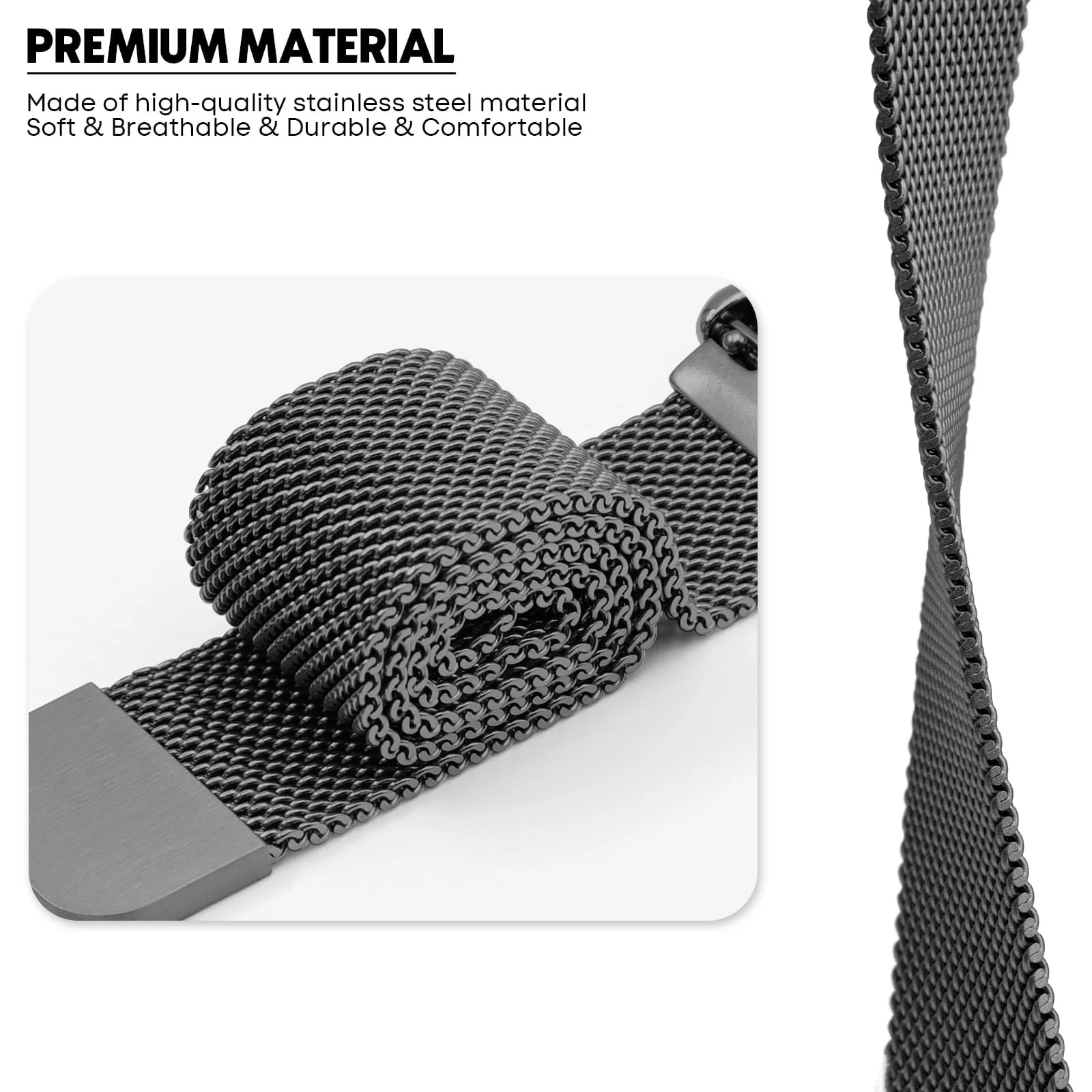 DL3 Mobilak Bracelet Compatible with Xiaomi Redmi Watch 3 Active/Redmi Watch 3 Lite, Stainless Steel Replacement Strap, Mesh Metal Watch Strap, Magnetic Adjustable Replacement Band For Men Women - Black