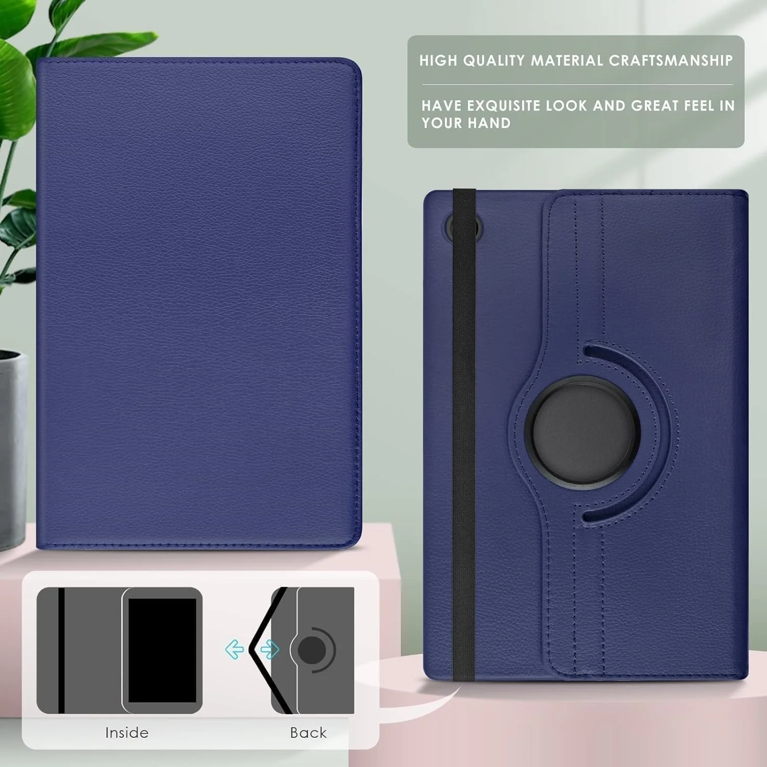 DL3 Mobilak Protective Cover for iPad (A16) 11th/10th Generation (2025/2022), 360° Rotatable Smart Stand, Leather Folio Flip Cover with Multi-Angle Viewing, Auto Wake Sleep - Blue