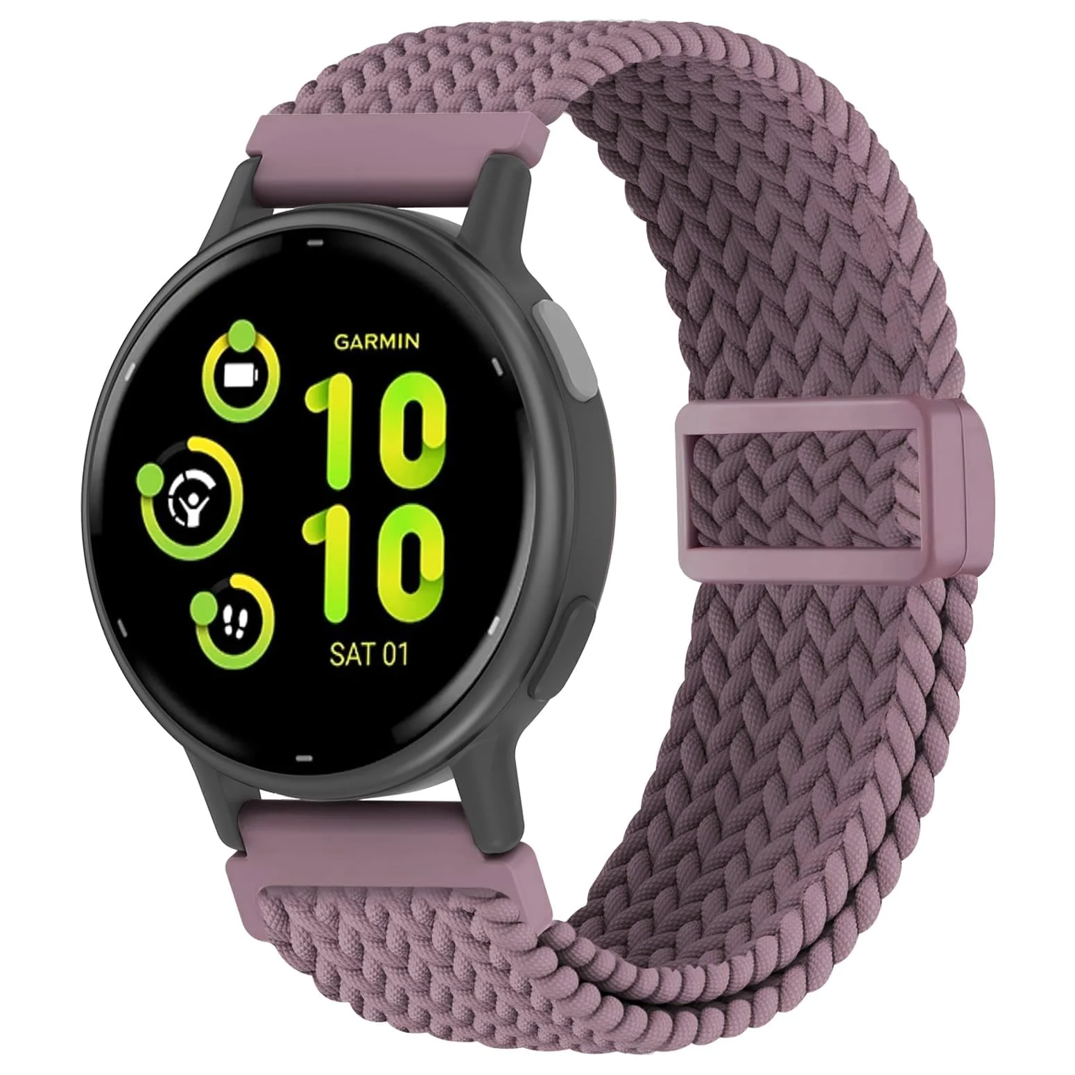 DL3 Mobilak 20mm Magnetic Band for Samsung Galaxy Watch 7/6/5/4/FE Band 40mm 44mm/Galaxy Watch 6/4 Classic Bands 47mm 43mm 46mm 42mm/Watch 5 pro 45mm/3 41mm/Active 2, Stretchy Braided Nylon Magnetic Sport Strap - Smoke Violet
