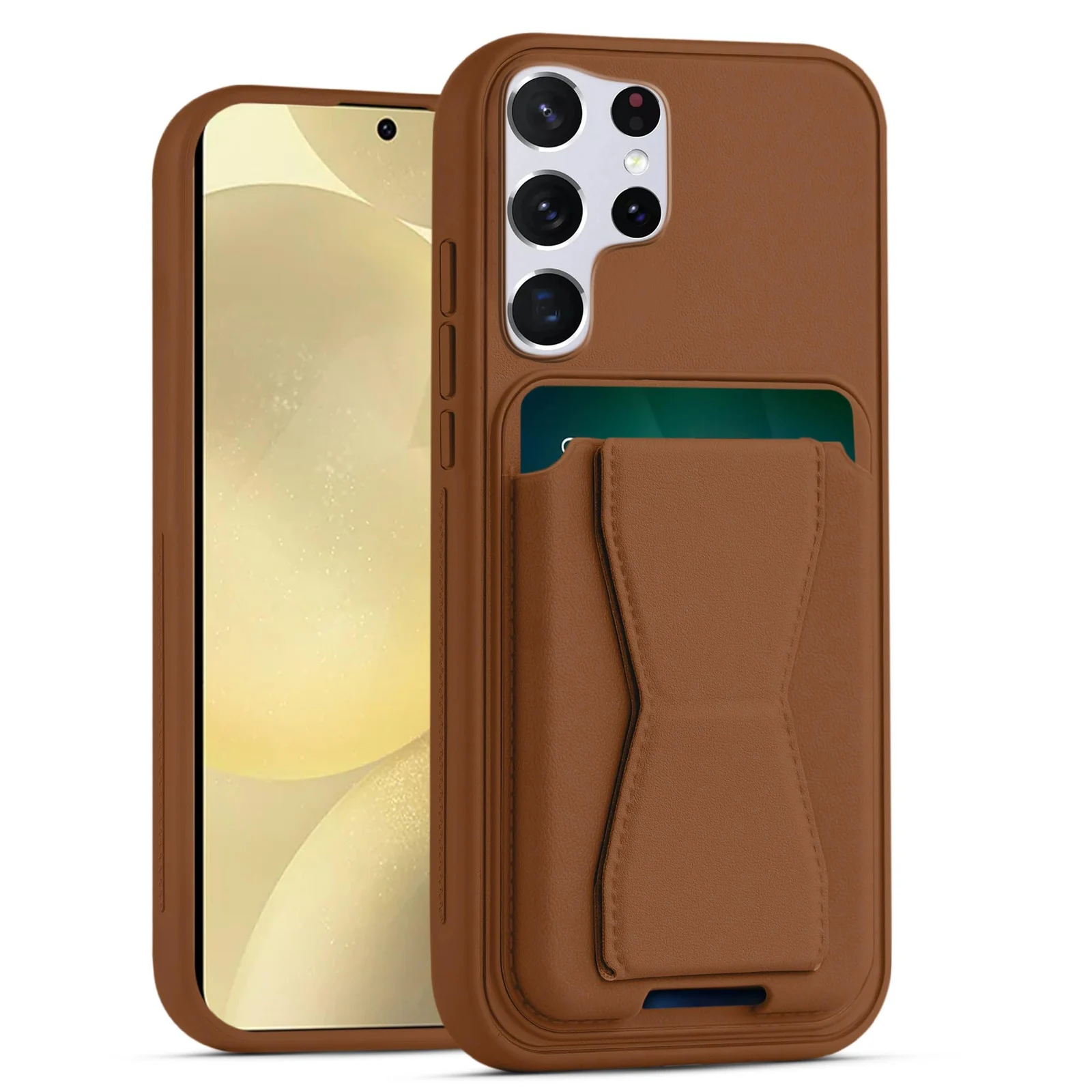 DL3 Mobilak Leather Wallet Case with Card Slot for Samsung Galaxy S25 Ultra with Camera Protection and Shockproof Design - Brown