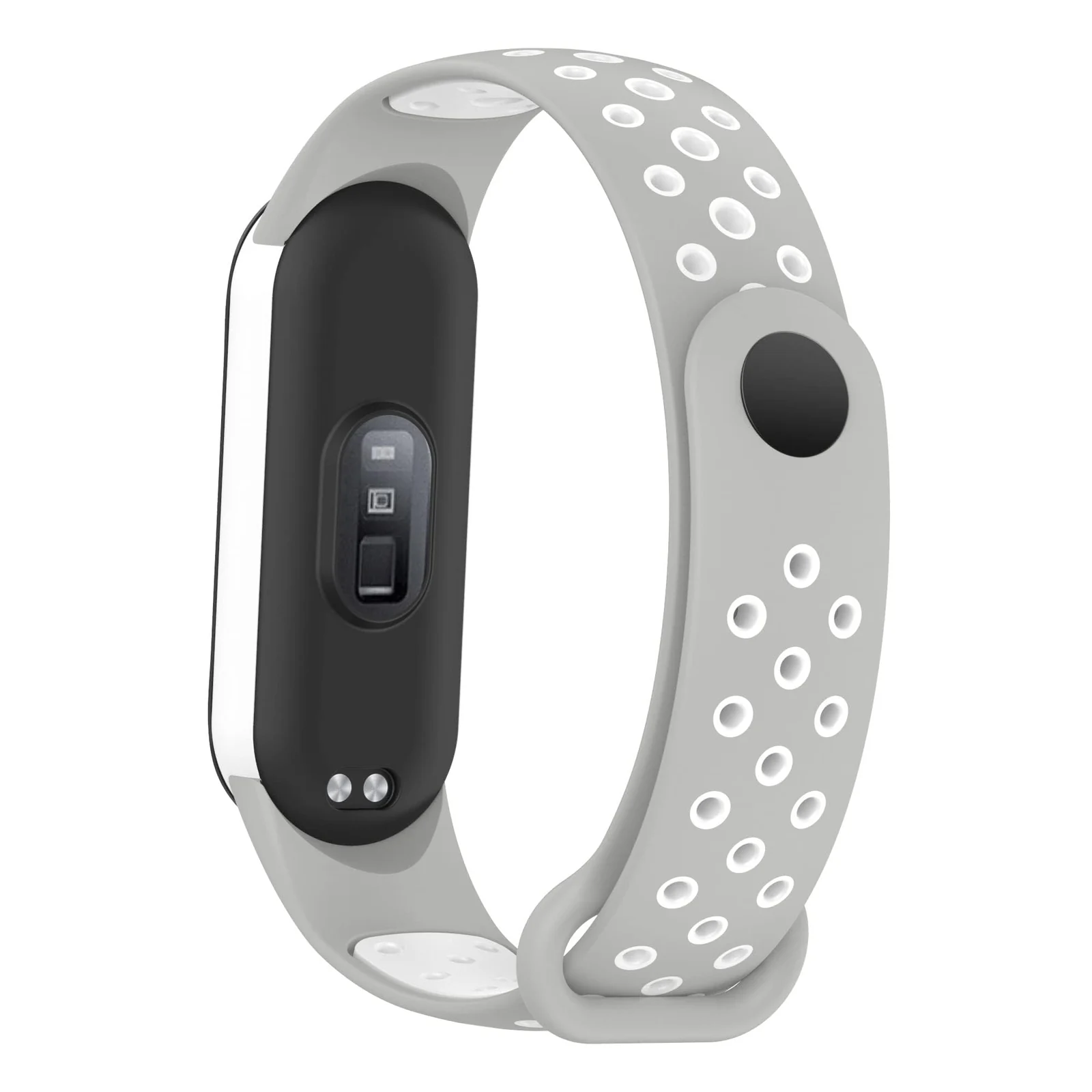 DL3 Mobilak Strap Compatible with Xiaomi Mi Band 4 / Mi Band 3, Women Men Armband, Two Colours Breathable Adjustable Soft Silicone Replacement Strap Compatible with Xiaomi Mi Band 3/4 - Gray White