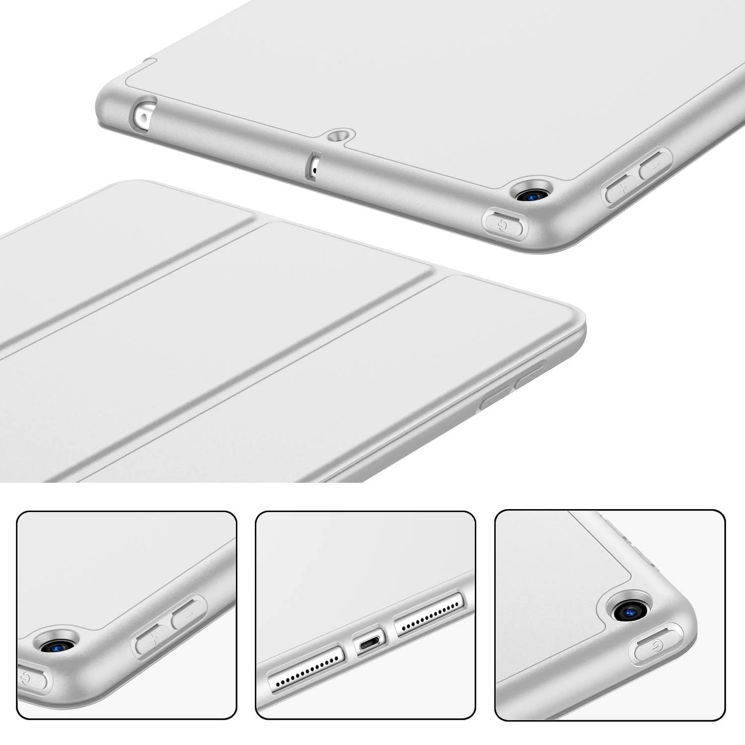 DL3 Mobilak Case For iPad 9.7-inch, (2018/2017), iPad Pro 9.7 Inch 2016, iPad Air 2nd/1st Smart Cover with Pencil Holder and Soft Silicone Back, Full Body Protection, Auto Wake/Sleep - Gray