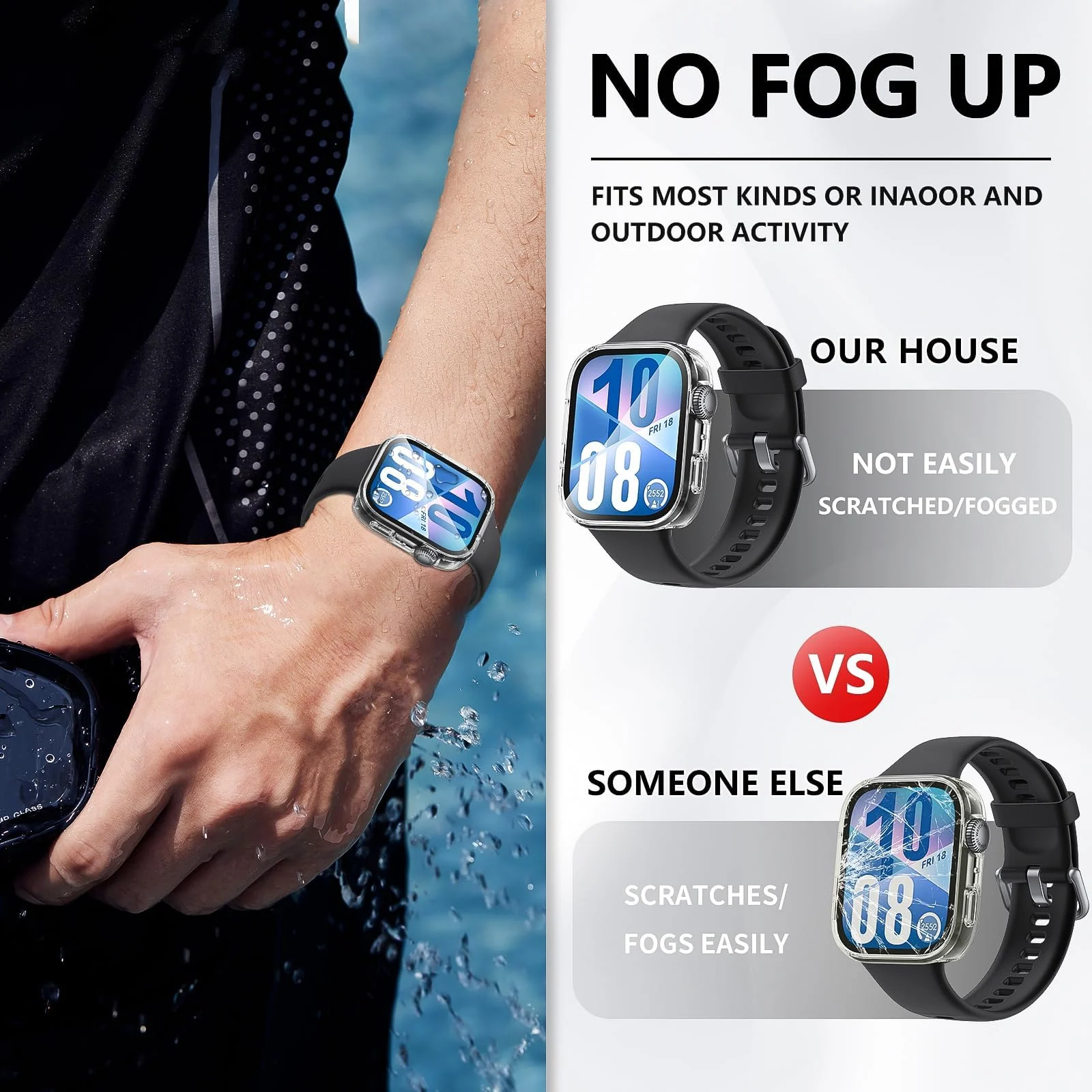 DL3 Mobilak Case Compatible with Huawei Watch Fit 4, Full Coverage Slim Hard Case Protective Bumper Built-in Tempered Glass Screen Protector Shell for Huawei Watch Fit 4 - Clear