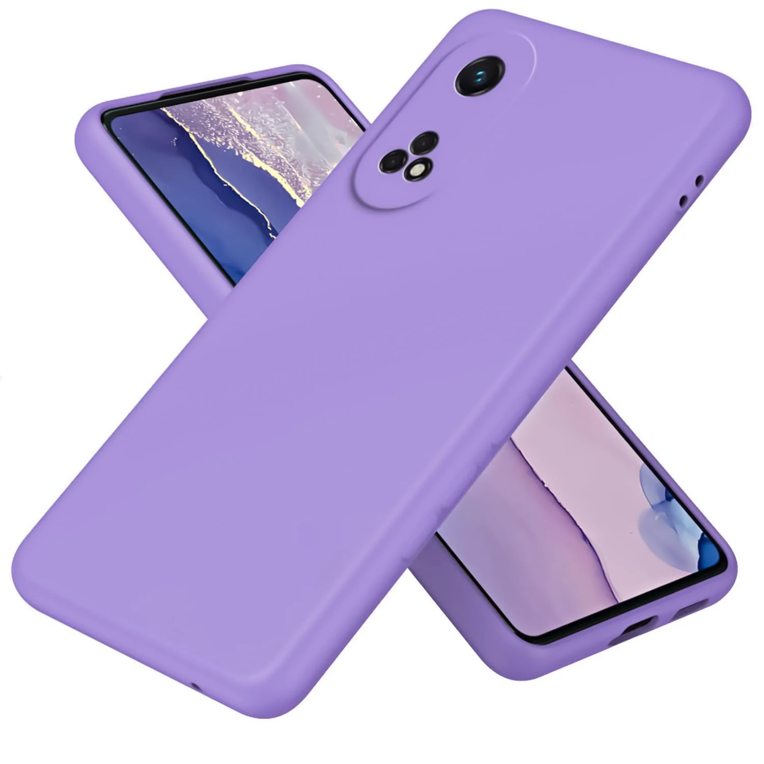 DL3 Mobilak Soft Silicone Protective Case for OPPO Reno 8T 4G with Microfiber Lining and Shockproof Design - Light Purple