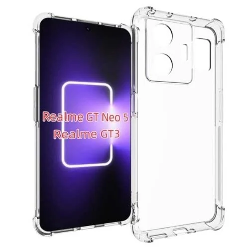 DL3 Mobilak Clear TPU Case for realme GT 3 5G / realme GT Neo 5, Camera protection, Shock-absorbing protection, Non-slip grip - Clear