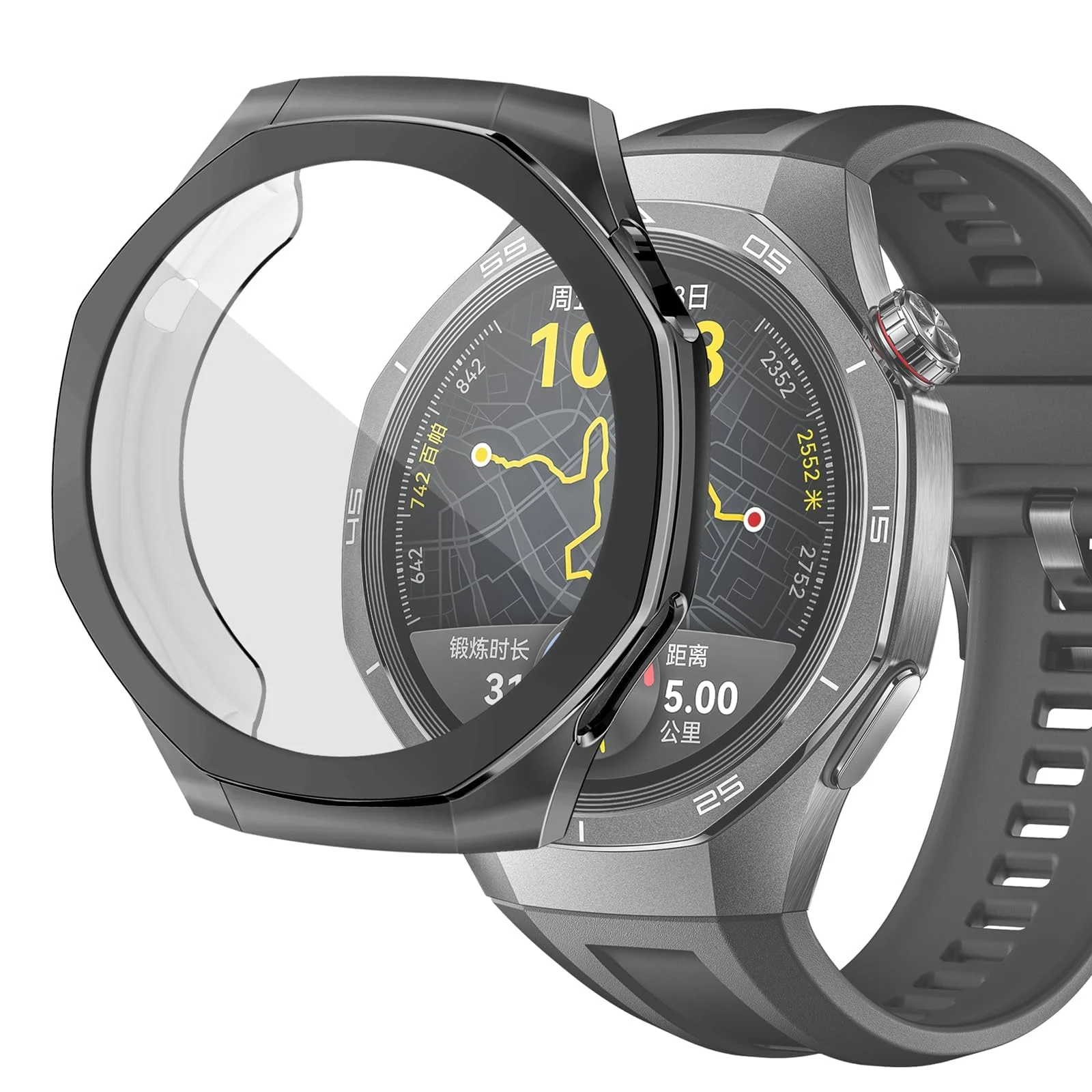 DL3 Mobilak Protective Case compatible with Huawei Watch GT 5 Pro 46mm, All-around Flexible TPU Case with Built-in Screen Protector, Soft Frame & Shockproof Cover fit Huawei Watch GT5 Pro - Black