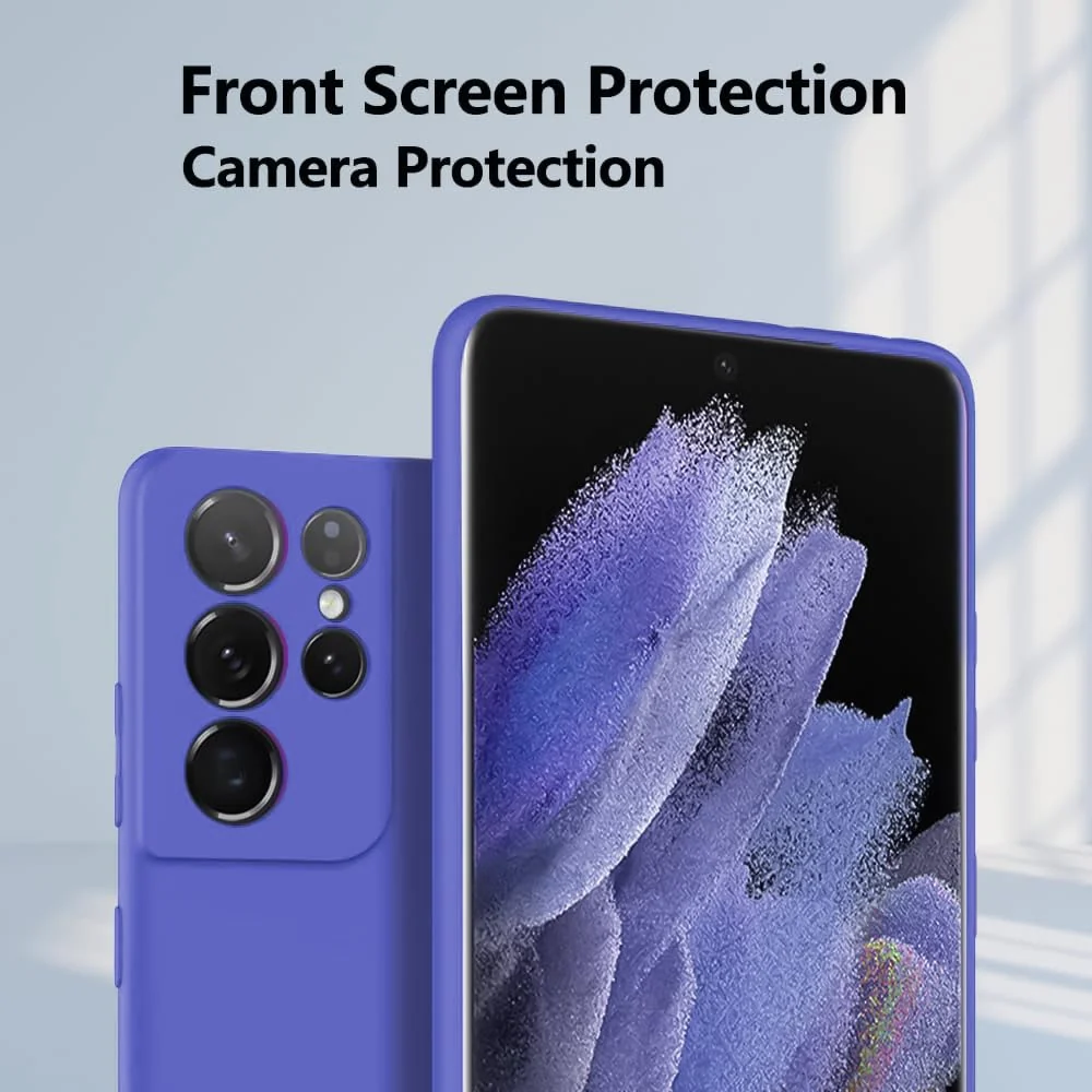 DL3 Mobilak Soft Silicone Protective Case for Samsung Galaxy S21 Ultra 5G with Microfiber Lining and Shockproof Design - Light Blue