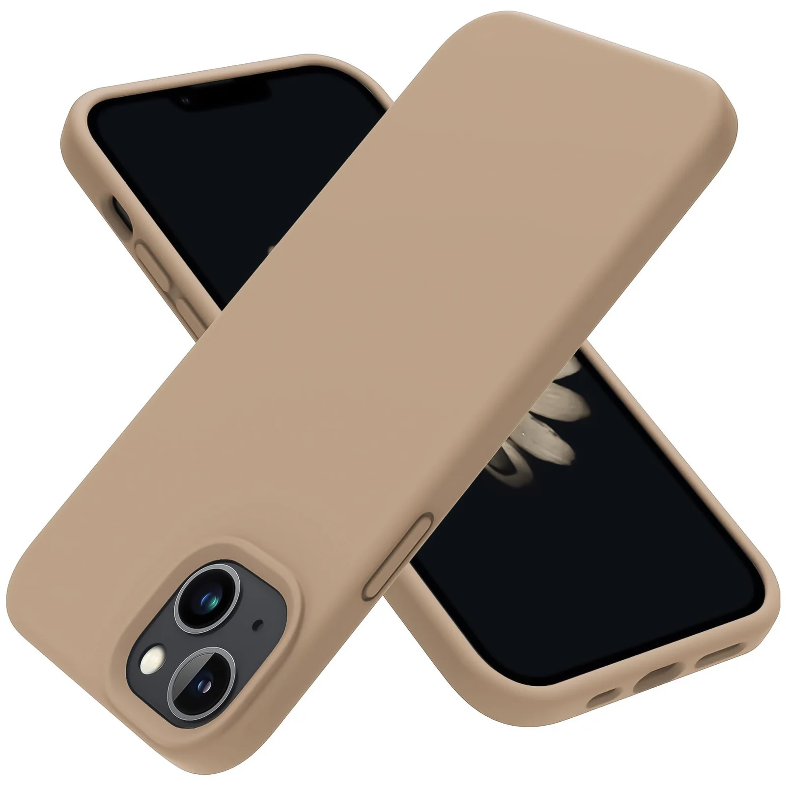 DL3 Mobilak Compatible with iPhone 13 / iPhone 14 (6.1 Inch) Case, Liquid Silicone Case, Full Body Protective Cover, Shockproof, Slim Phone Case, Anti-Scratch Soft Microfiber Lining - Desert