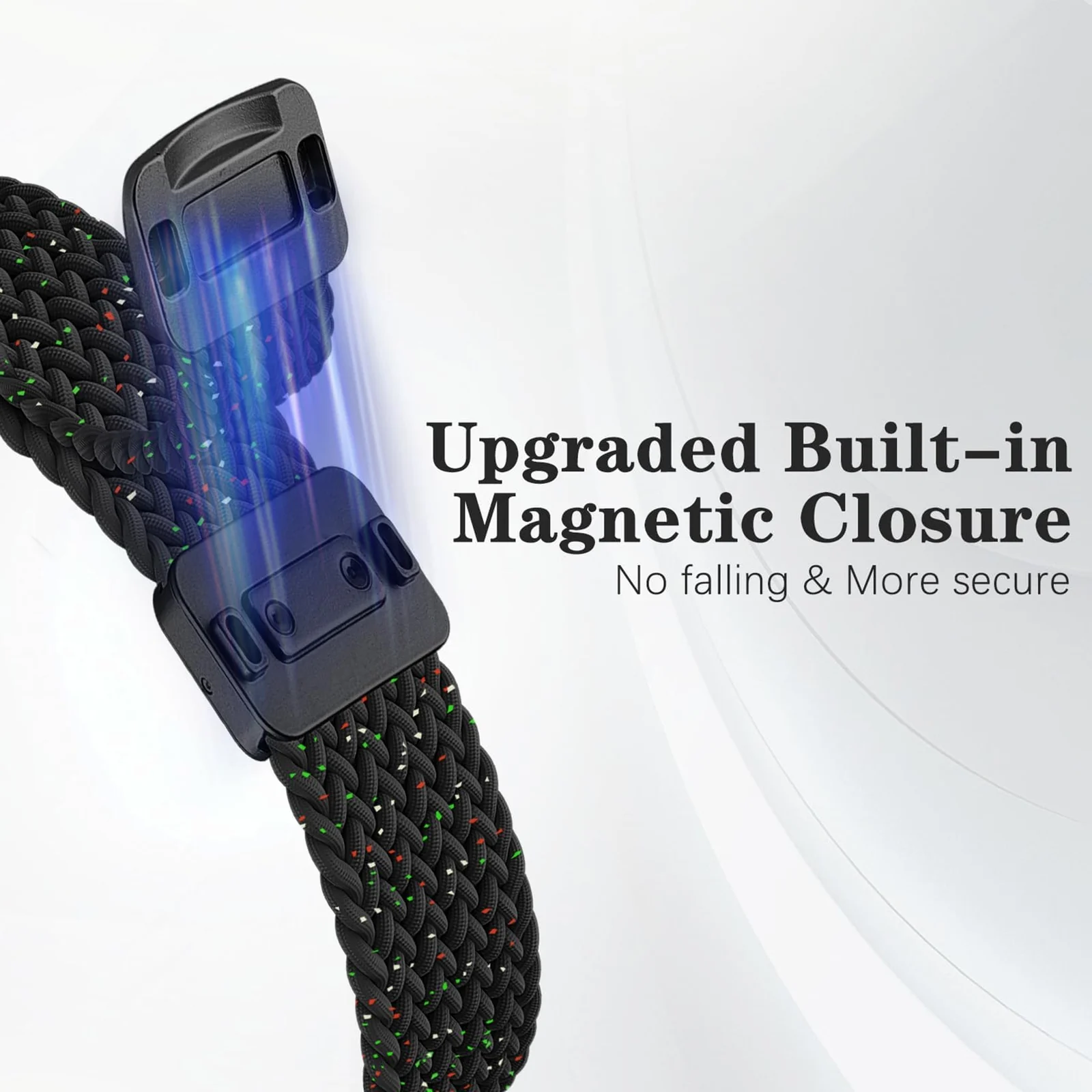 DL3 Mobilak Braided Strap for Xiaomi Mi Band 10/9/8, Men Women Breathable Elastic Nylon with Magnetic Buckle Watch Band for Xiaomi Smart Band 10/Xiaomi Smart Band 9/8 - Star Black