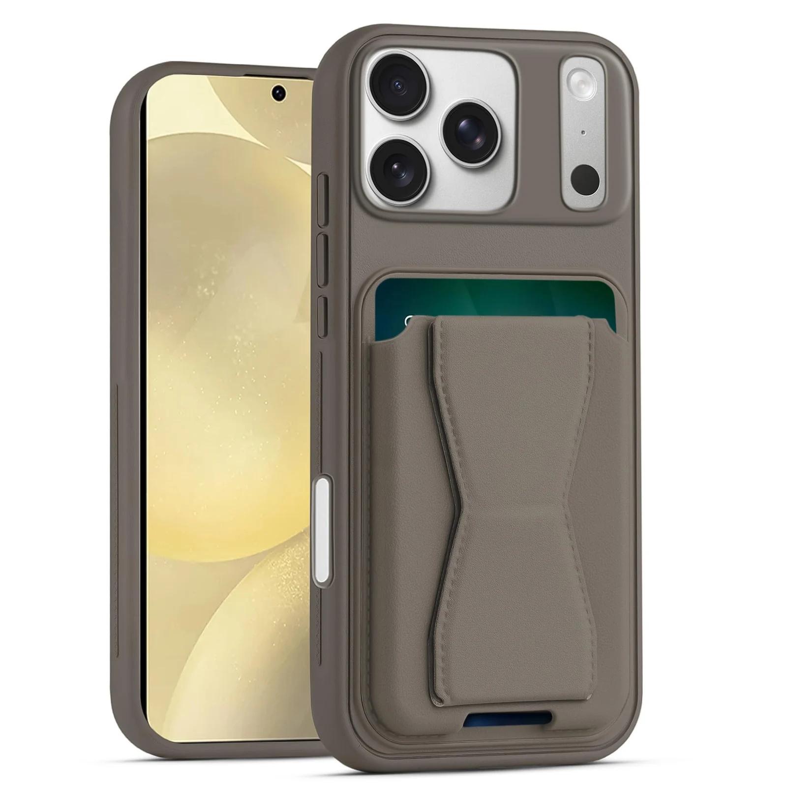 DL3 Mobilak Leather Wallet Case for iPhone 17 Pro Max 6.9-Inch, Camera protection, Shock-absorbing protection, Built-in kickstand - Titanium