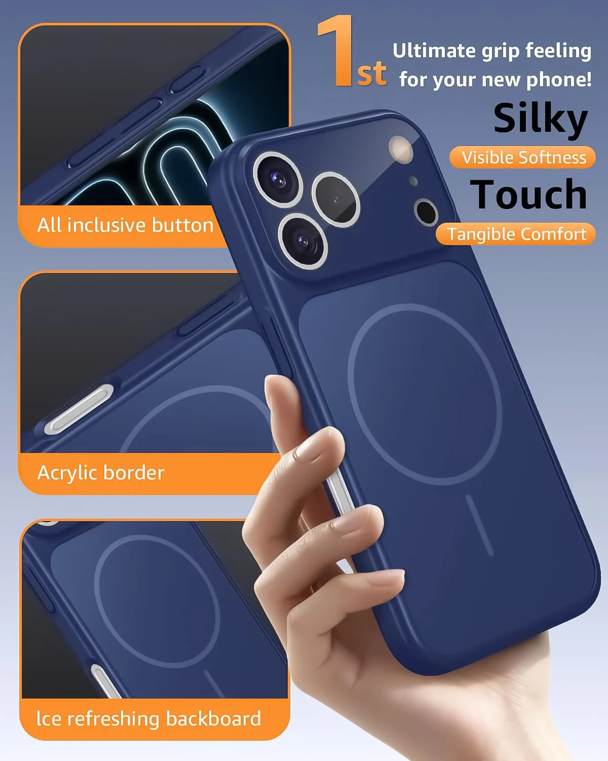 DL3 Mobilak MagSafe-Compatible Magnetic Case for iPhone 17 Pro Max with Camera Protection and Shockproof Design - Blue