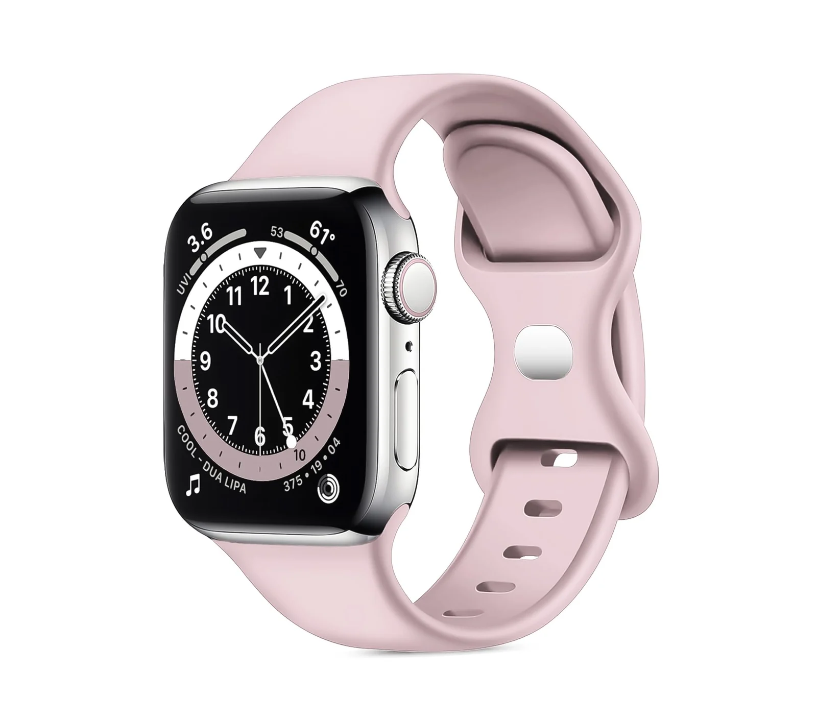DL3 Mobilak Band with Case Compatible with Apple Watch 44mm, Silicone Sport Wristband Replacement, Strap With Cover Built-in Glass Screen Protector for iWatch Series 6 5 4 SE SE 2 - Pink Sand