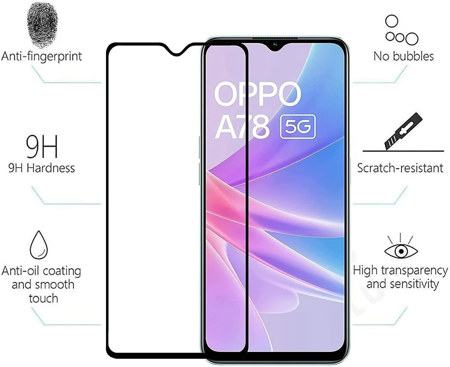 DL3 Mobilak 5D Full Glass Screen Protector For OPPO A78 5G / OPPO A58 5G / OPPO A58X Black Frame - Clear