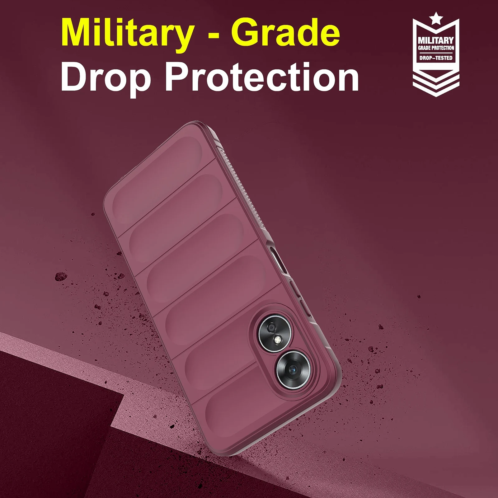 DL3 Mobilak Flexible Silicone and TPU Protective Case with Camera Protection for OPPO A38 4G | OPPO A18 4G - Wine Red