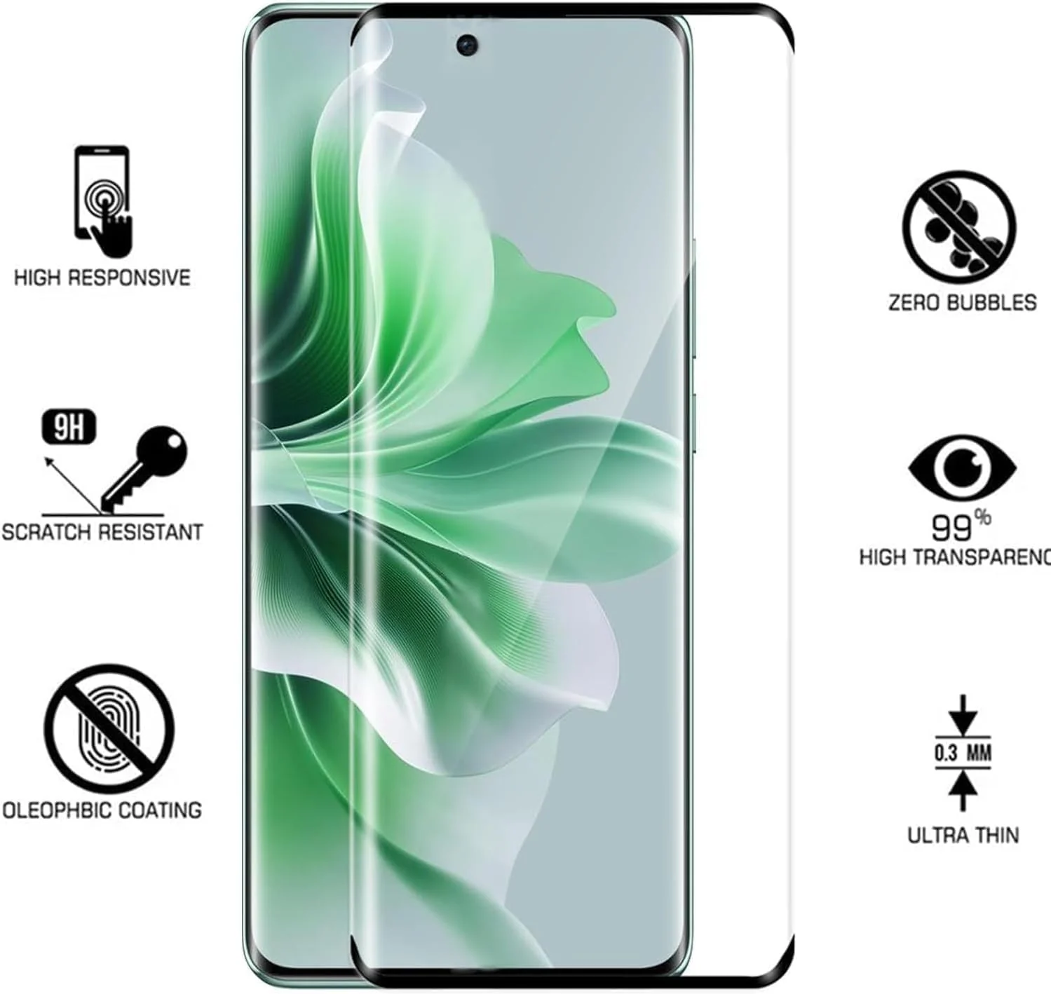 DL3 Mobilak Screen Protector for OPPO Reno 11 5G/ Reno11 Pro 5G, Tempered Glass Screen Saver Premium HD Protective, Scratch Resistant, NO-Bubble, 9H Hardness, Full Coverage Film - Clear
