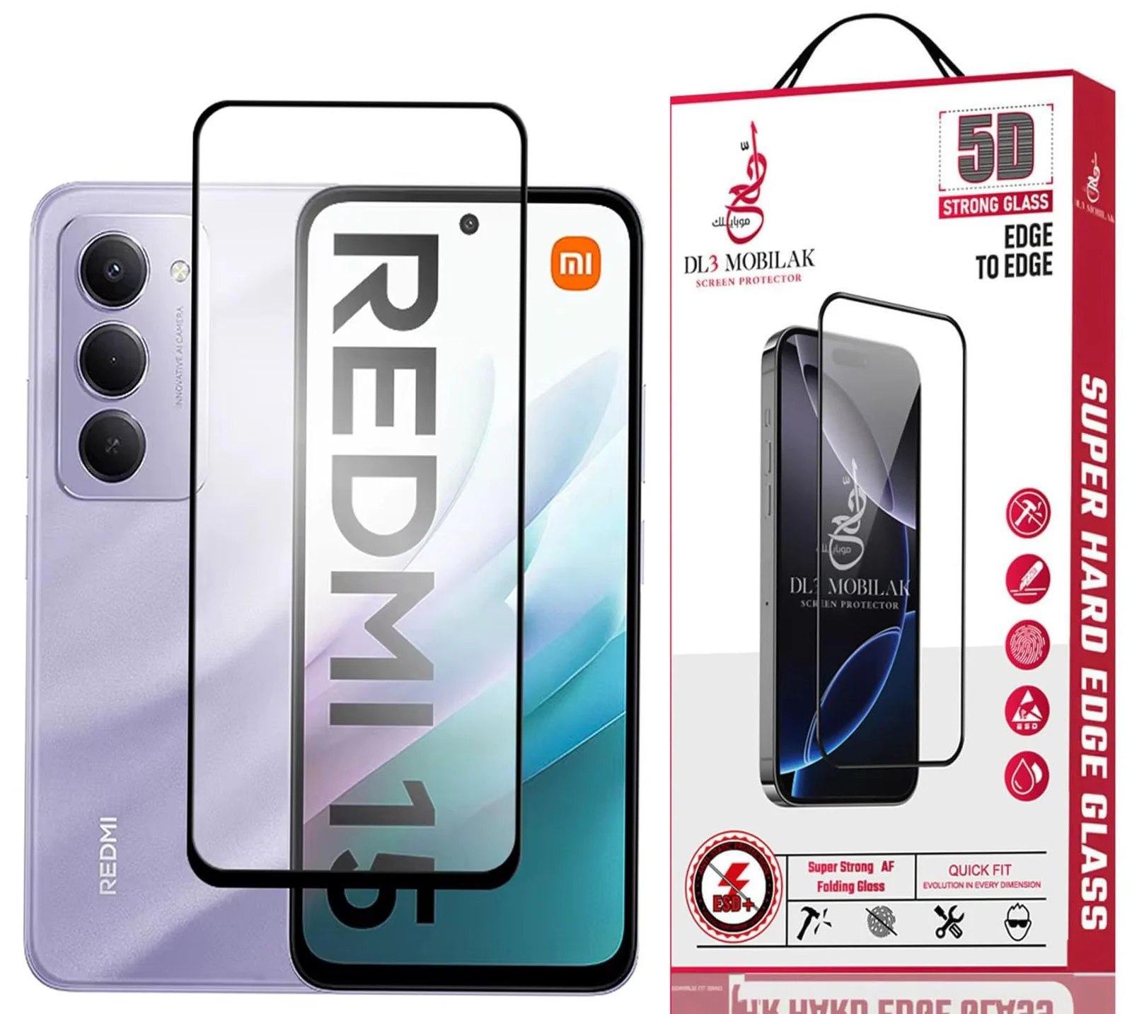 DL3 Mobilak for Xiaomi Redmi 15 4G / 5G Tempered Glass Screen Protector, 9H Hardness Anti-Scratch Tempered Glass flim, Case Friendly, Anti-Scratch - Clear