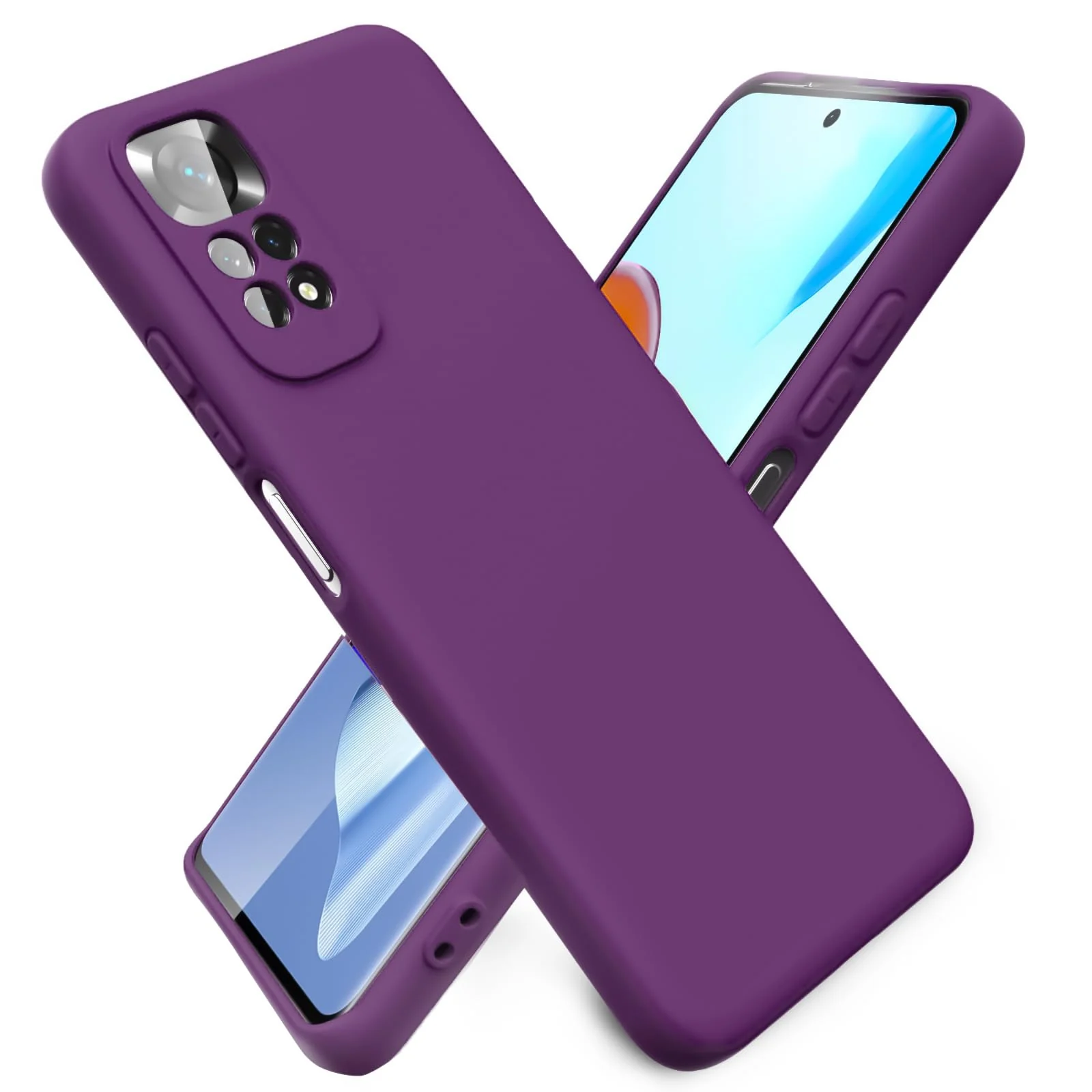 DL3 Mobilak Liquid Silicone Protective Case with Soft Microfiber Lining with Full Camera Protection for Xiaomi Redmi Note 12 Pro 4G / Redmi Note 11 Pro 4G&5G - Violet