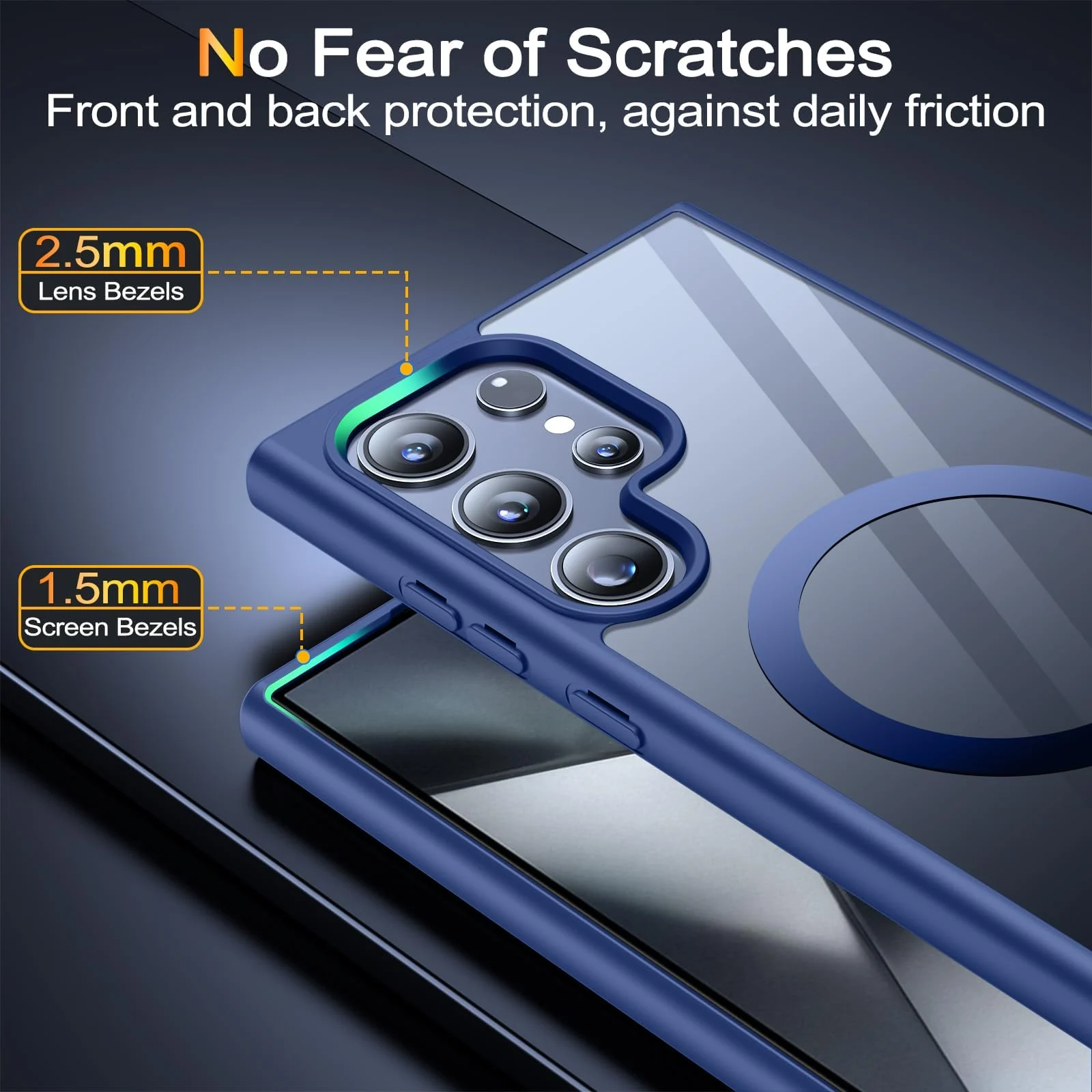 DL3 Mobilak Wallet Case with Card Slot for Samsung Galaxy S24 Ultra with Camera Protection and Magnetic Car-Mount Support - Blue