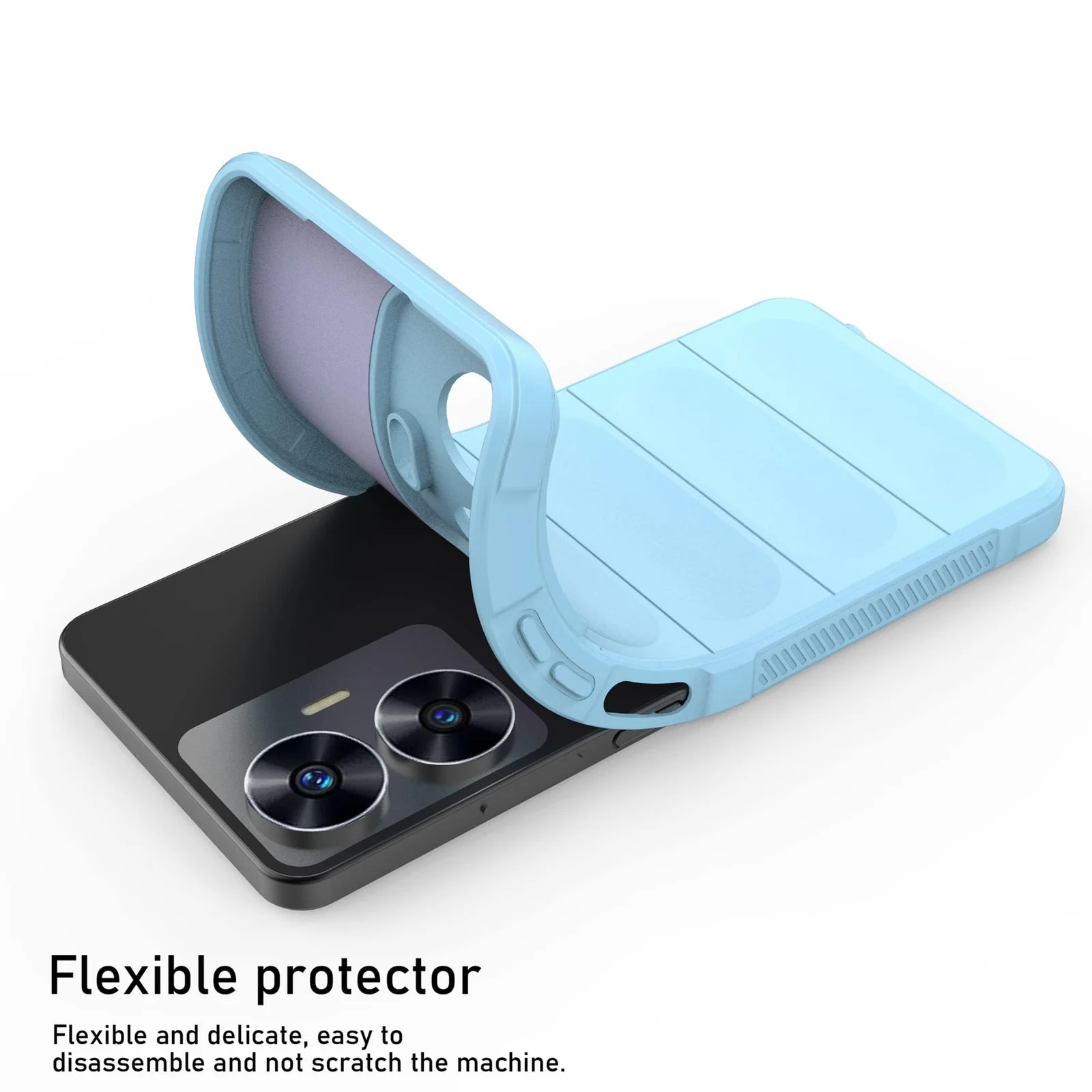 DL3 Mobilak Flexible Silicone and TPU Protective Case with Camera Protection for realme C55 / Narzo N55 - Baby Blue