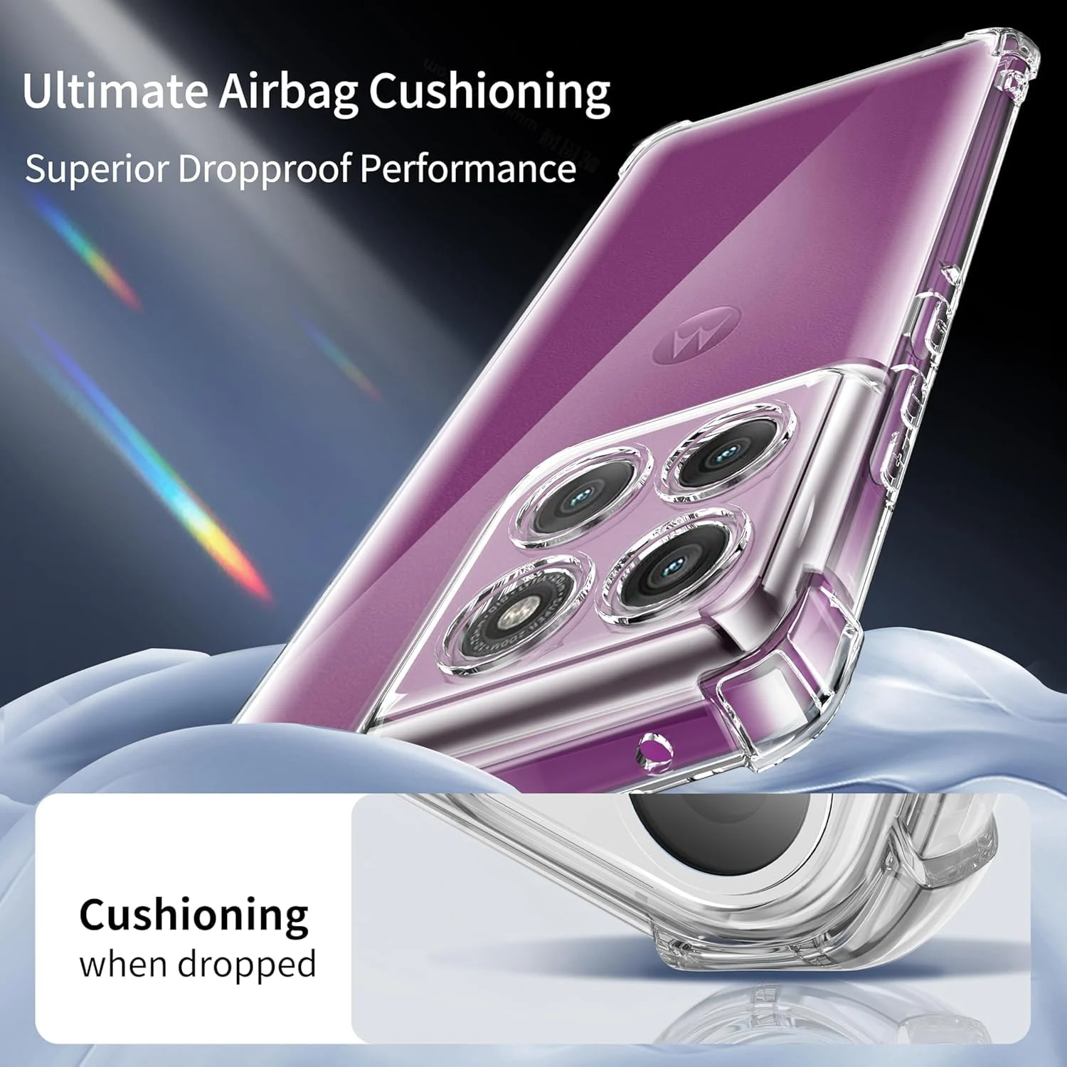 DL3 Mobilak Case Compatible with Motorola Edge 60 Pro, Cover Silicone TPU Gorilla Anti-shock Protector Camera Shockproof Corners - Clear